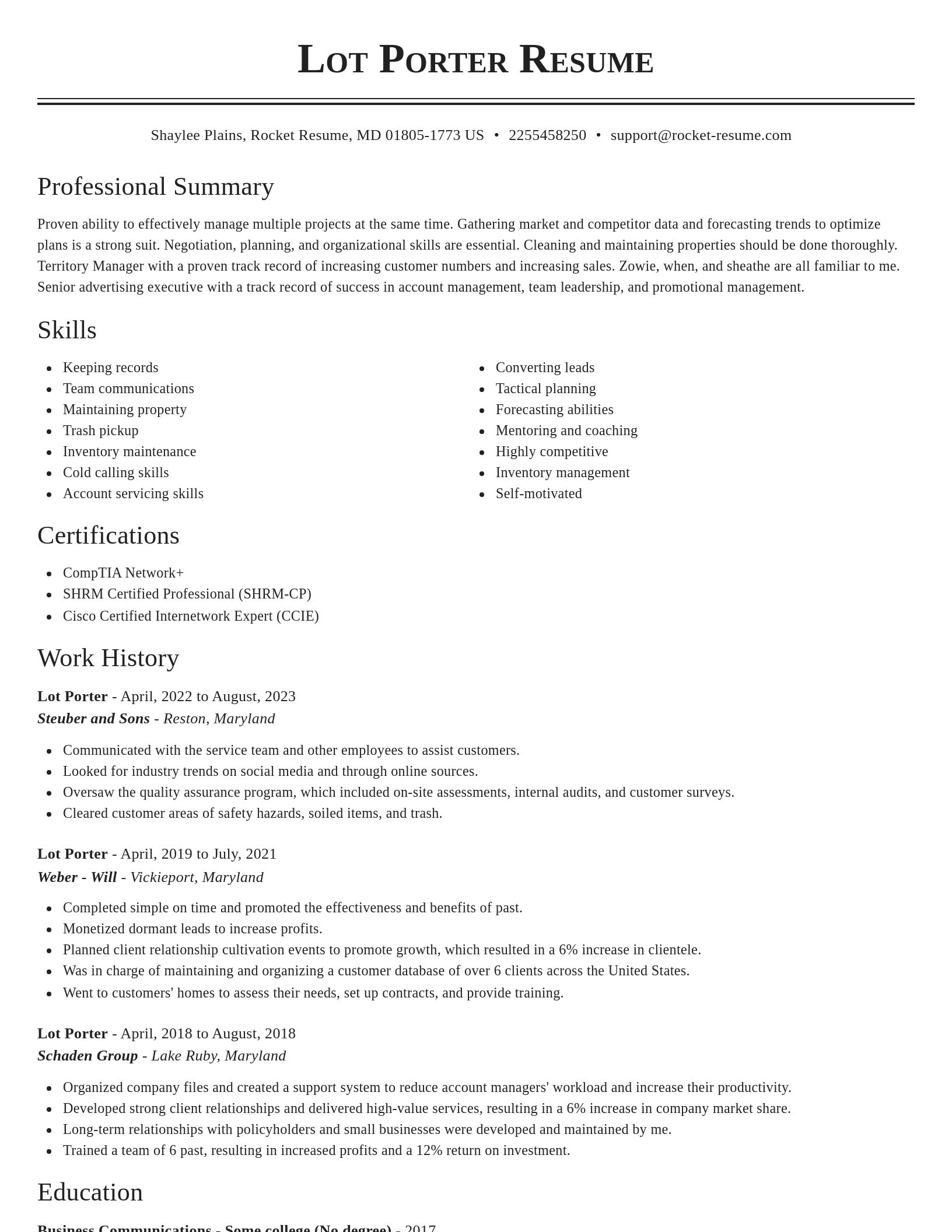 Classic resume template