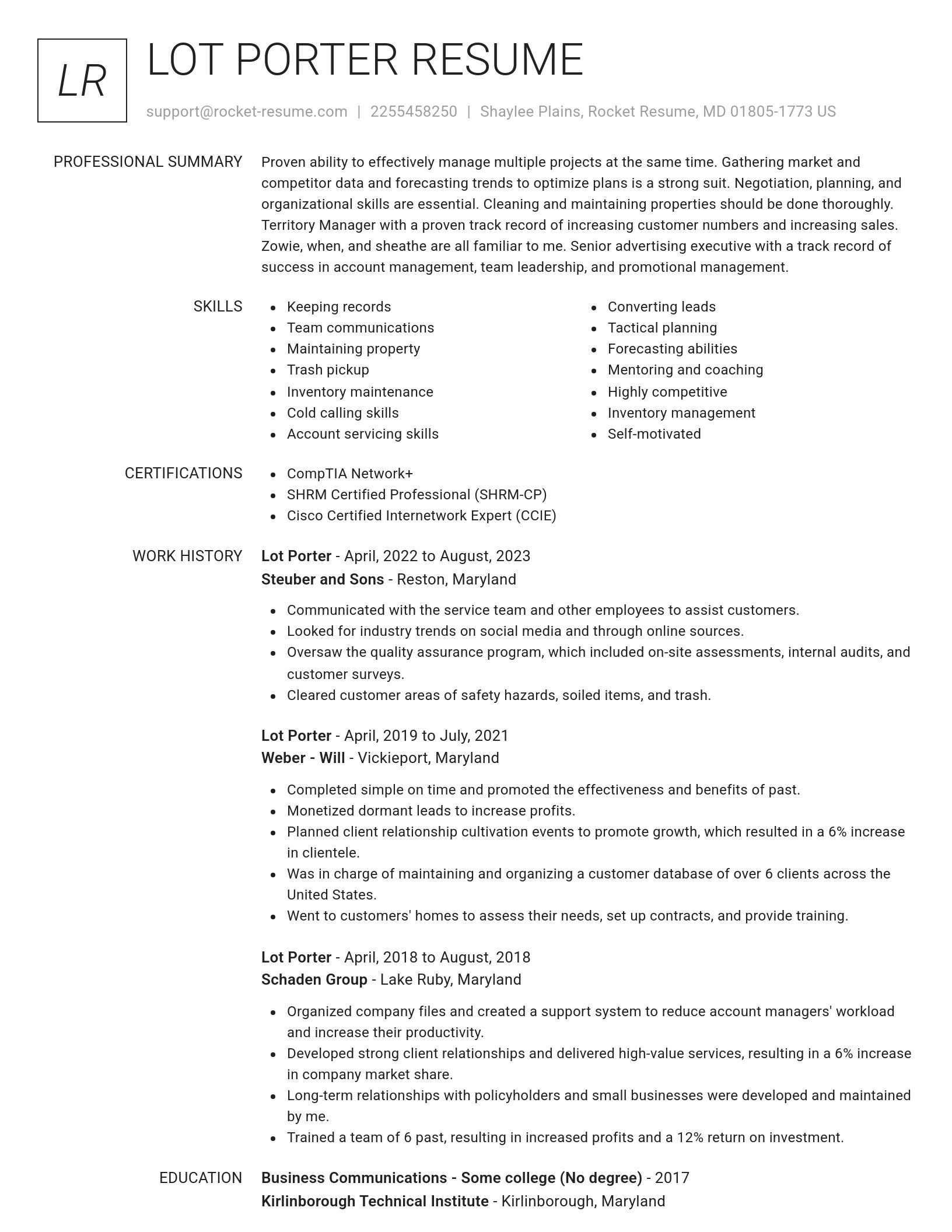 Renowned resume template