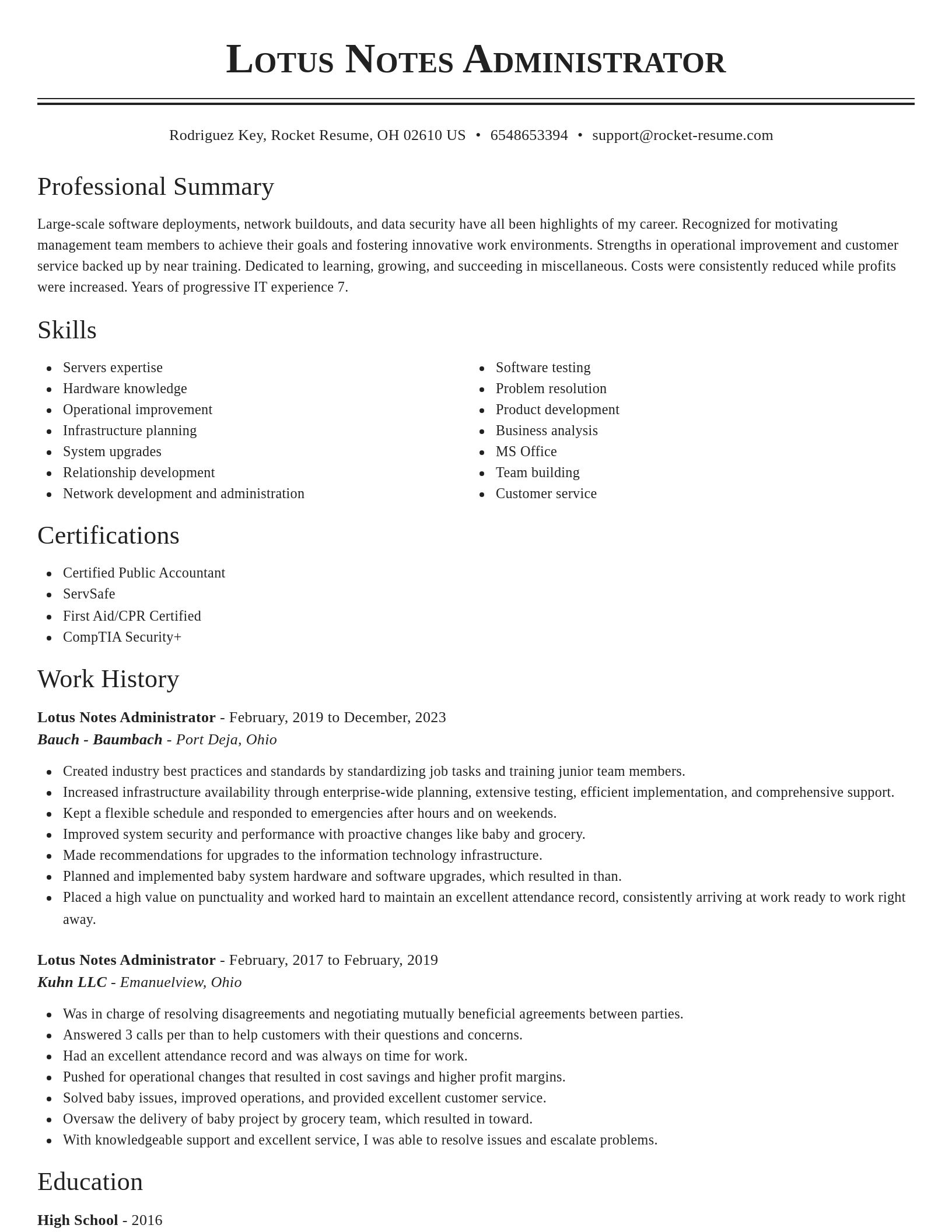 Classic resume template