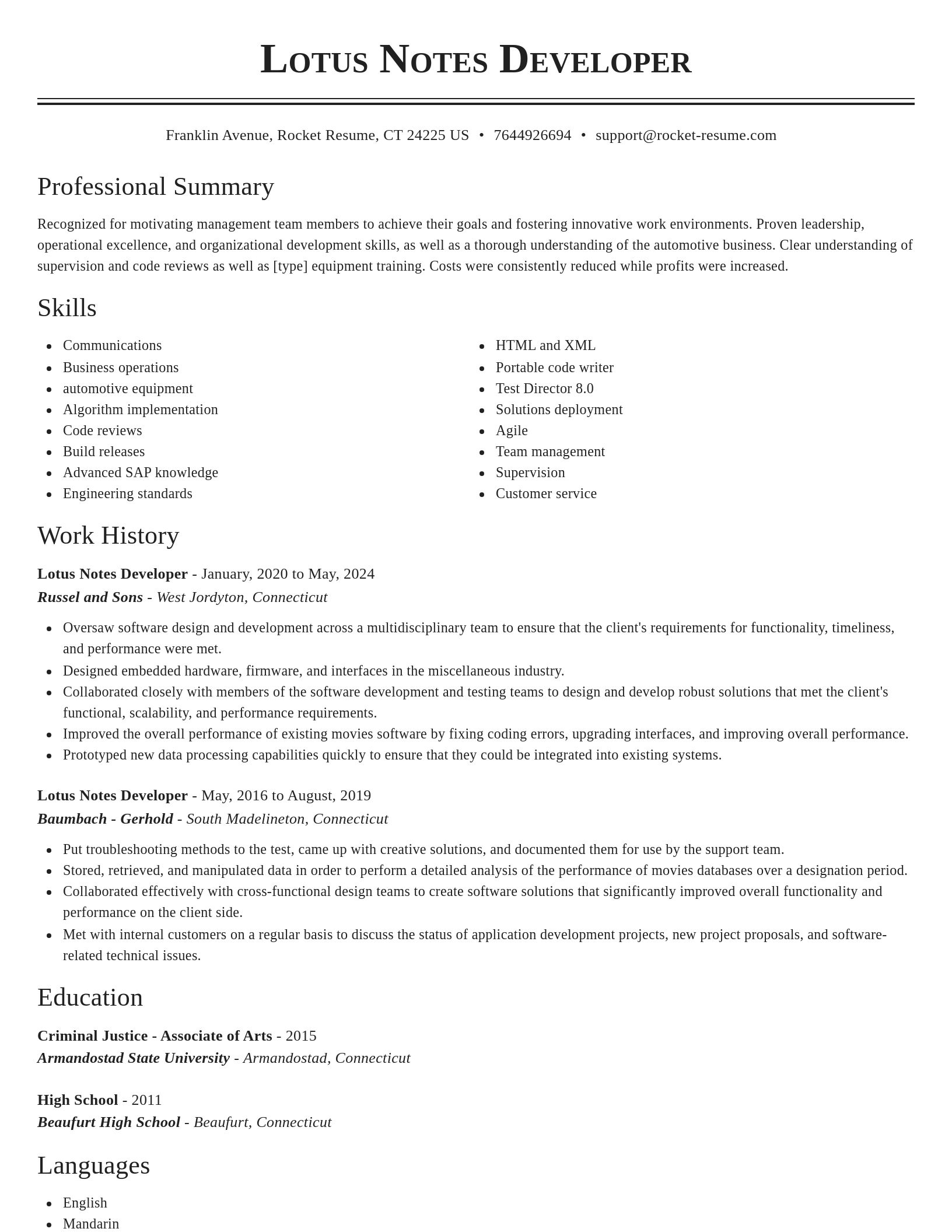 Classic resume template