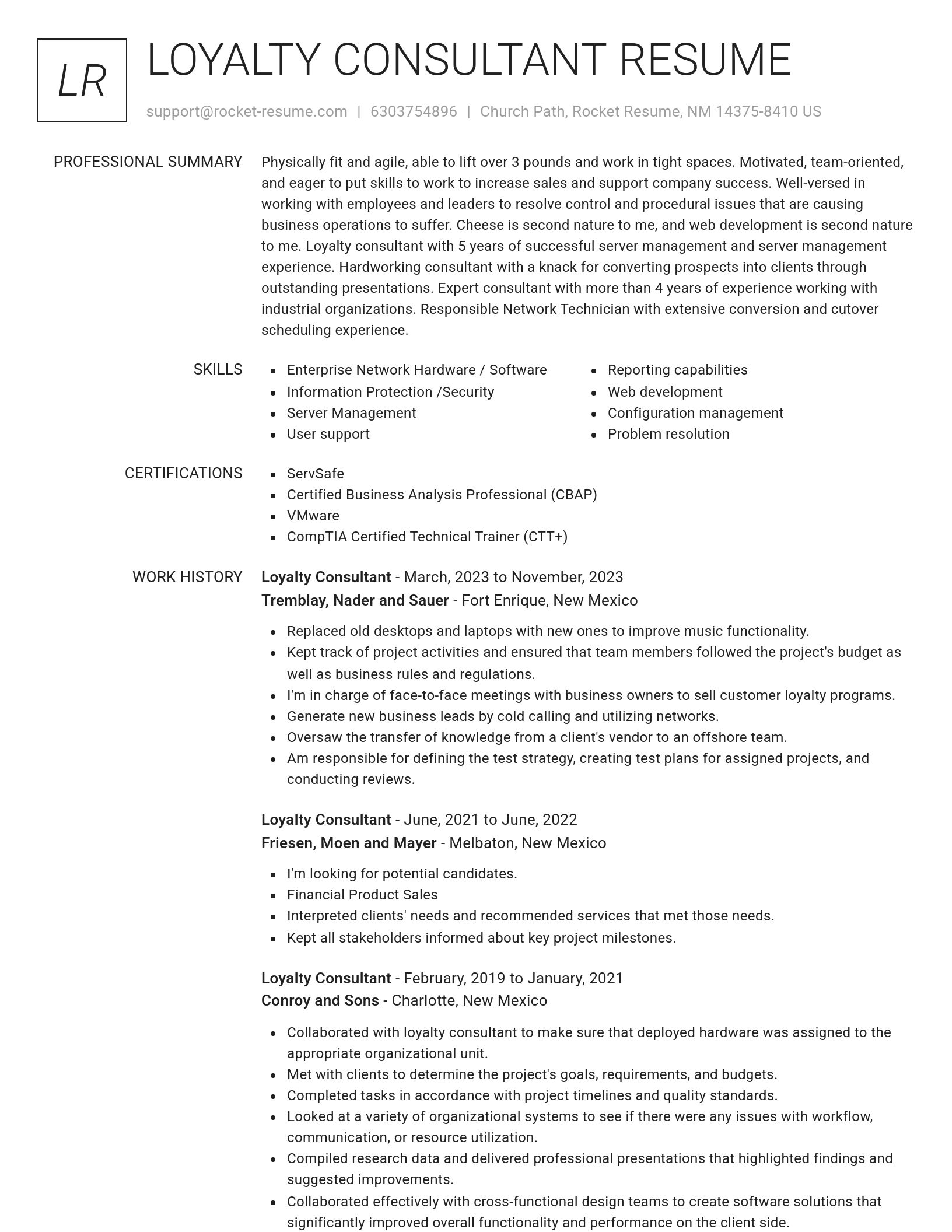 Renowned resume template