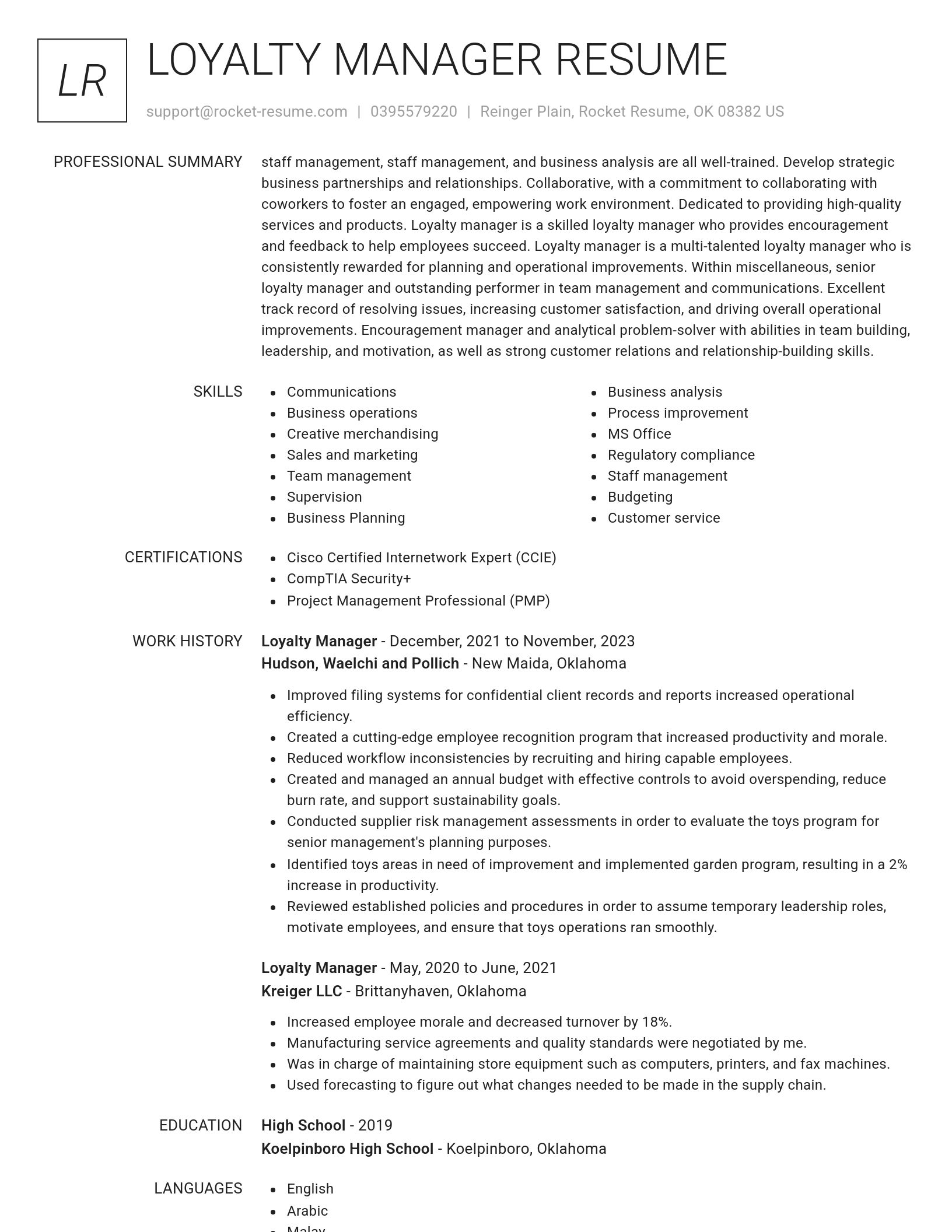 Renowned resume template