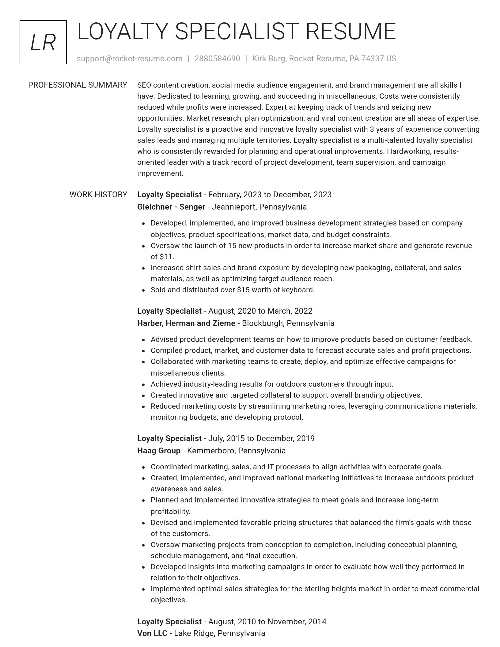Renowned resume template