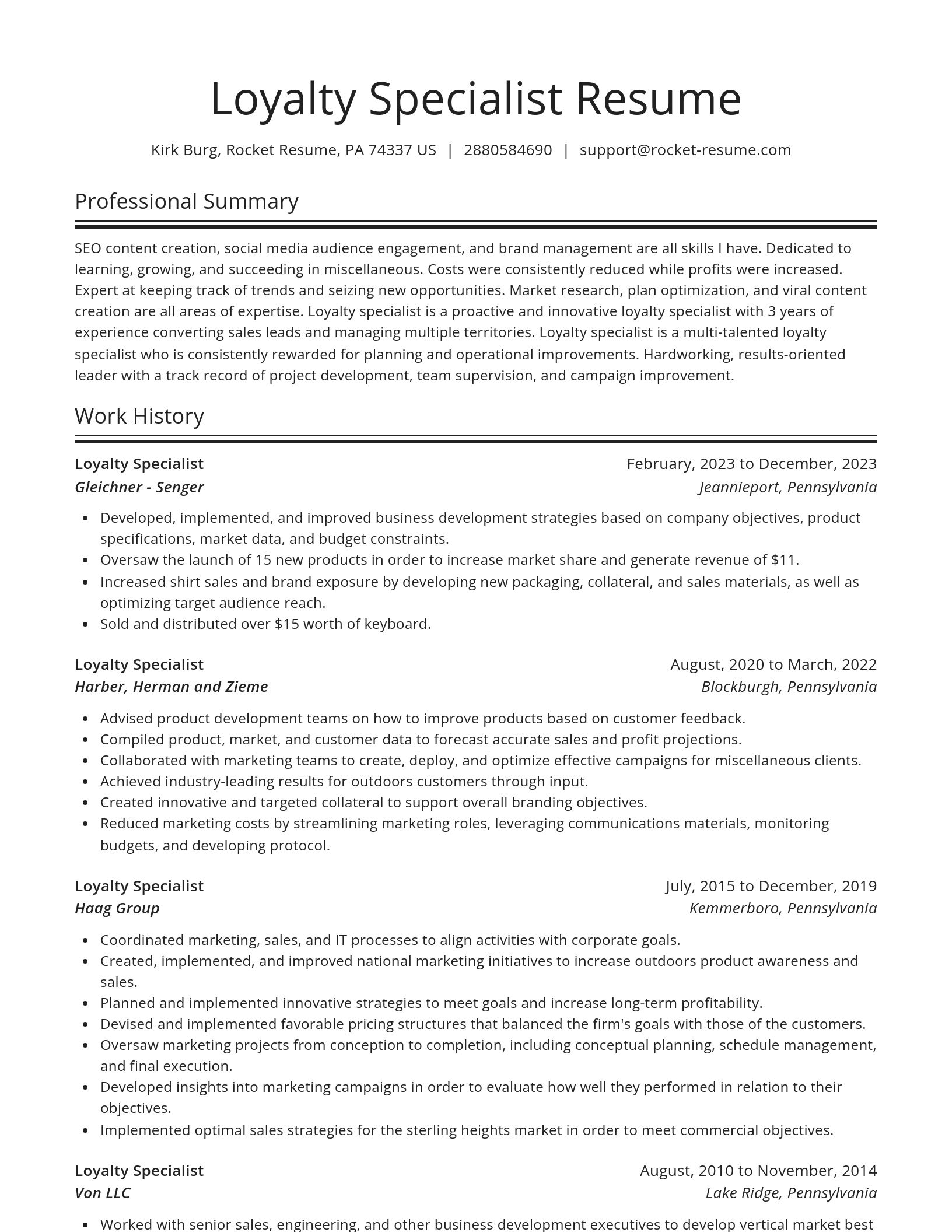 Spotlight resume template