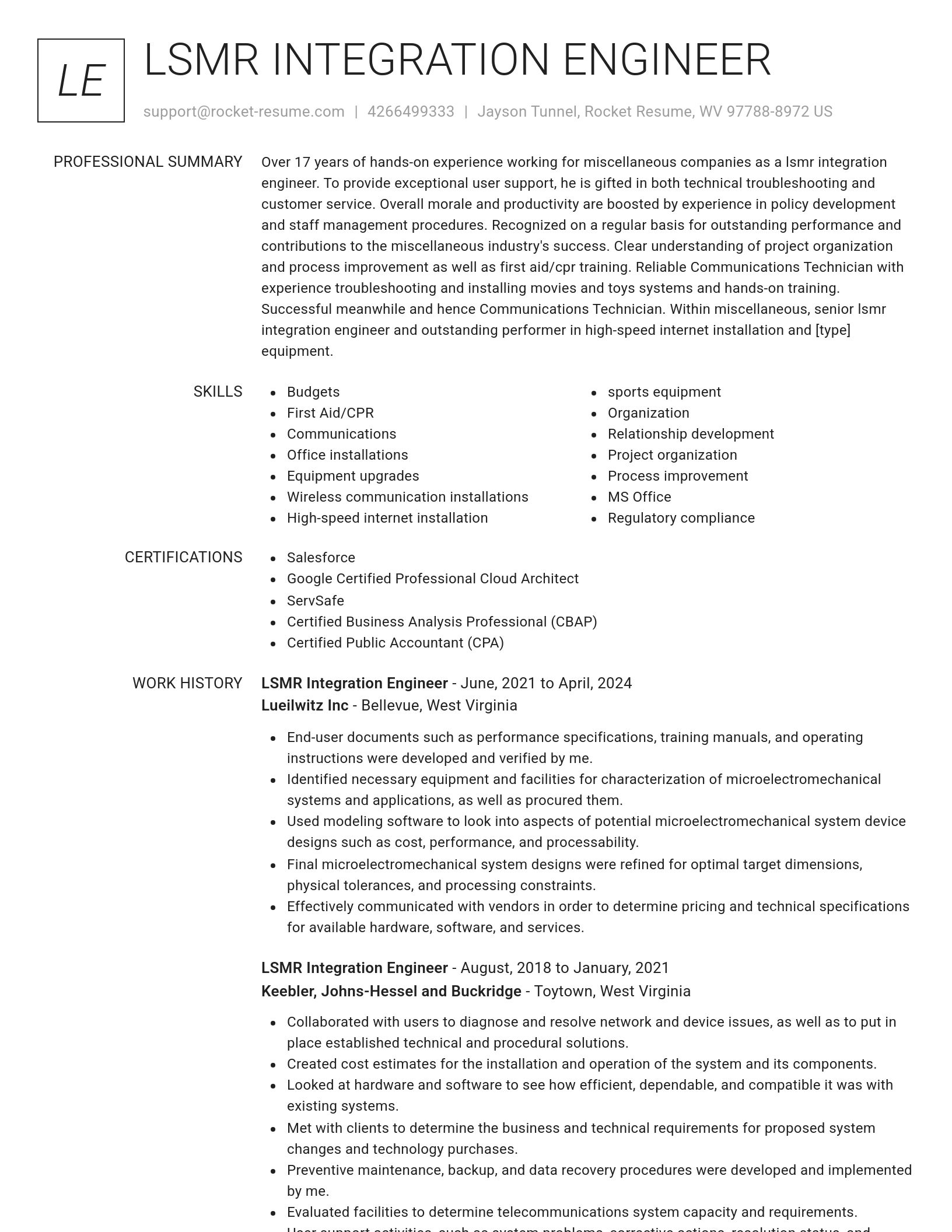 Renowned resume template