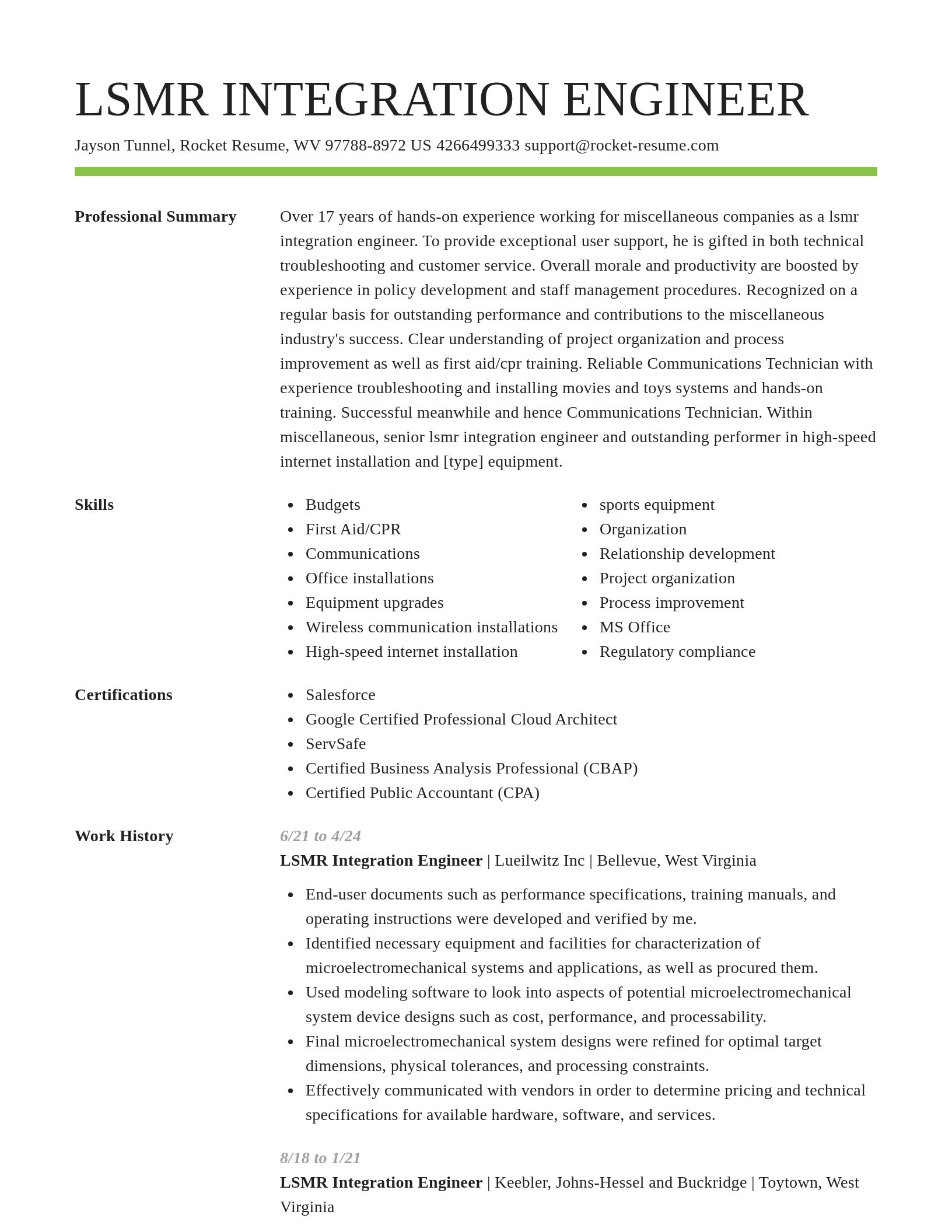 Smart resume template