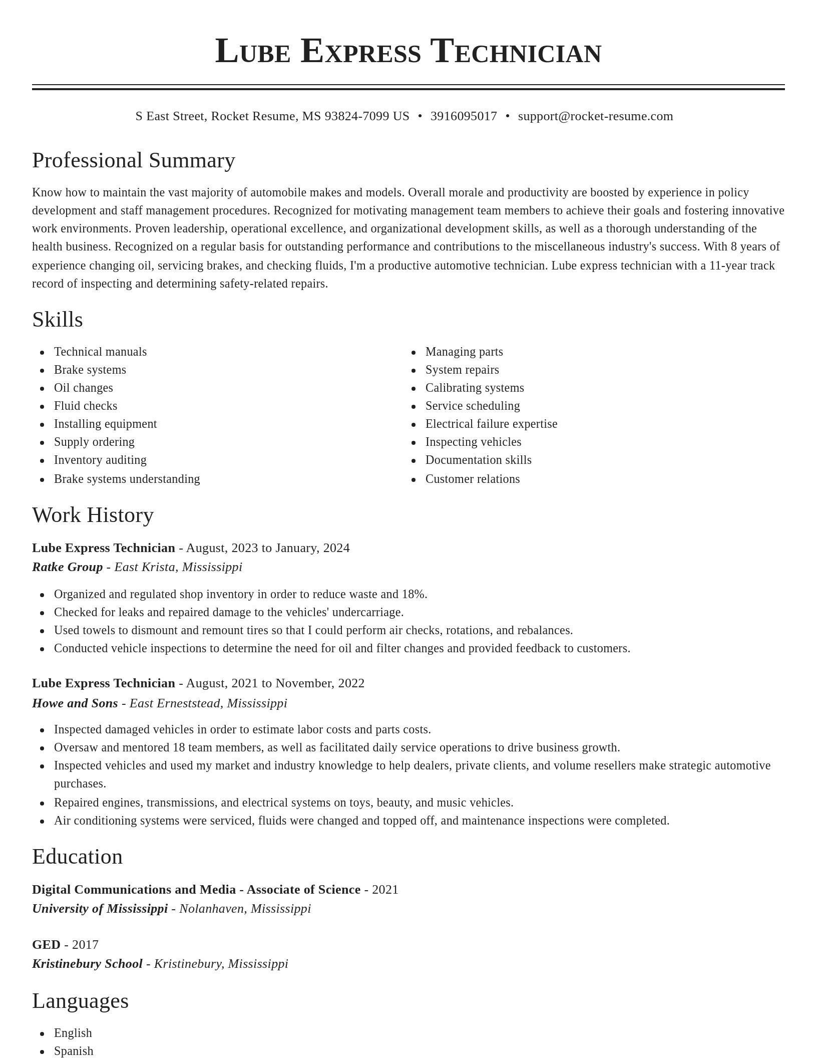 Classic resume template