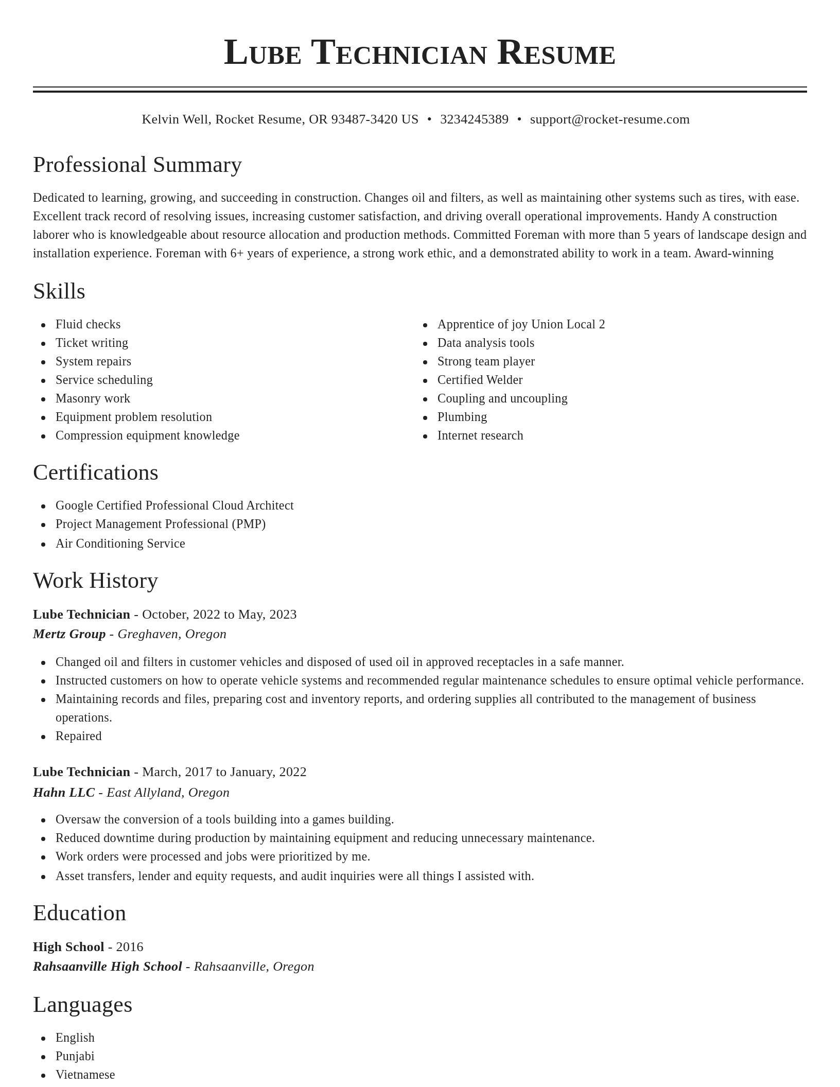 Classic resume template