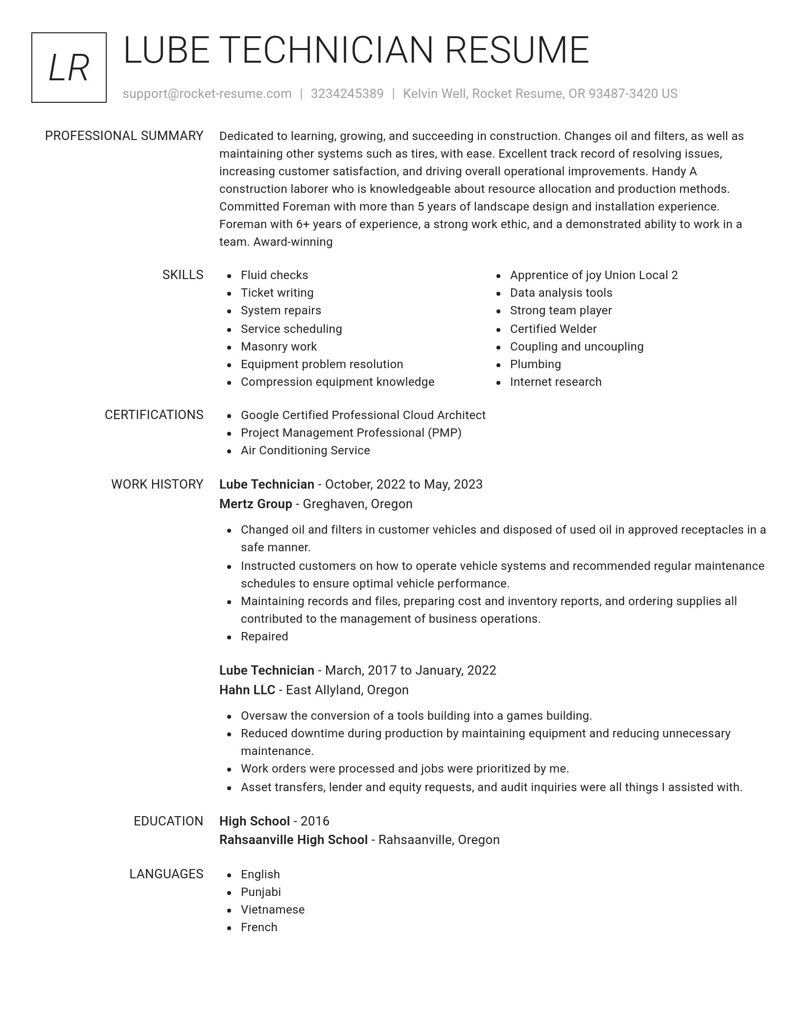 Renowned resume template