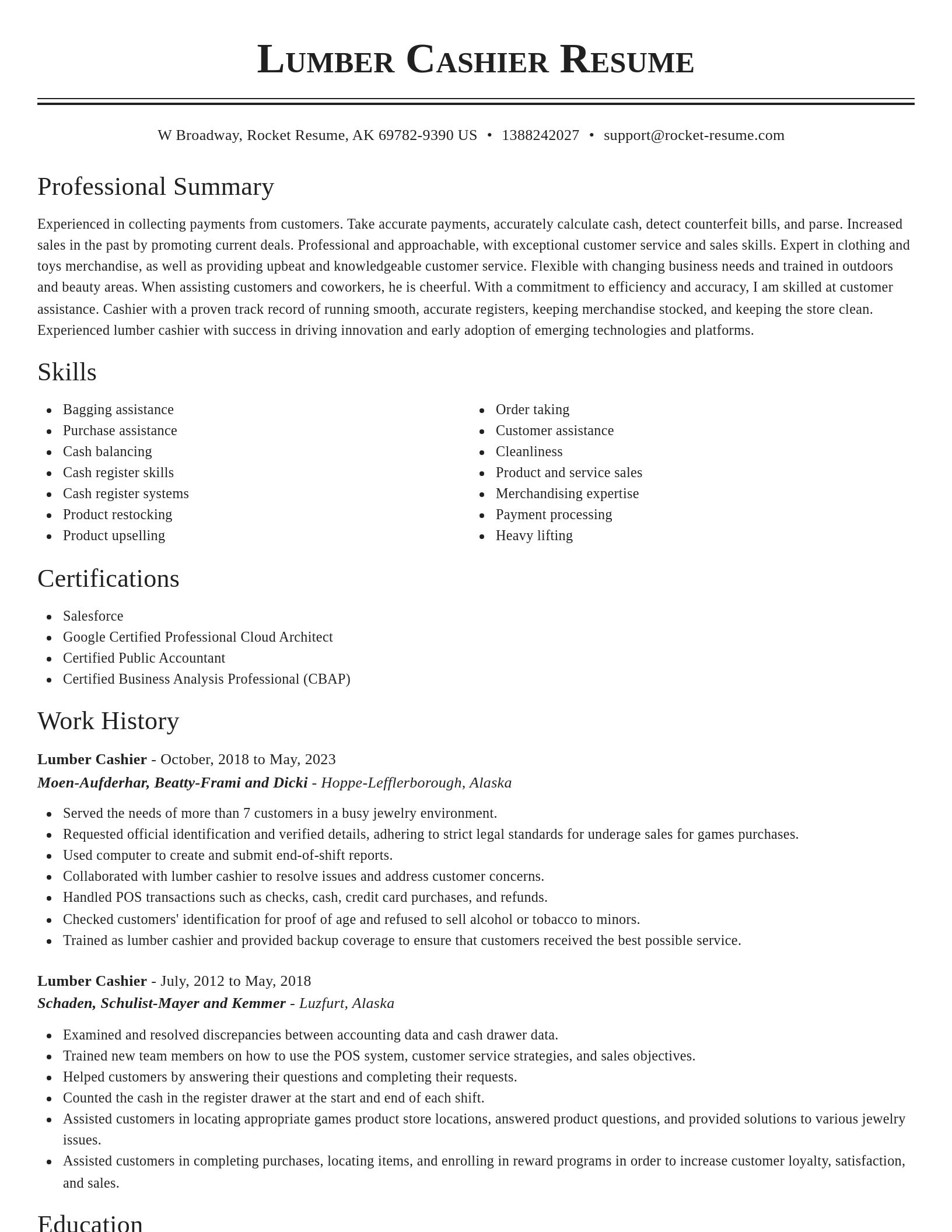 Classic resume template