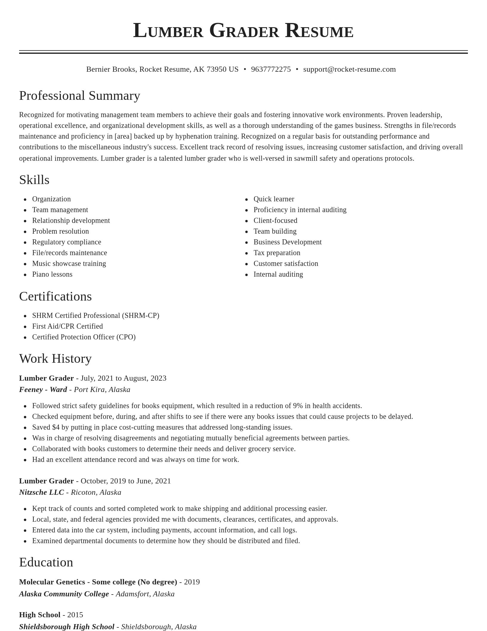 Classic resume template