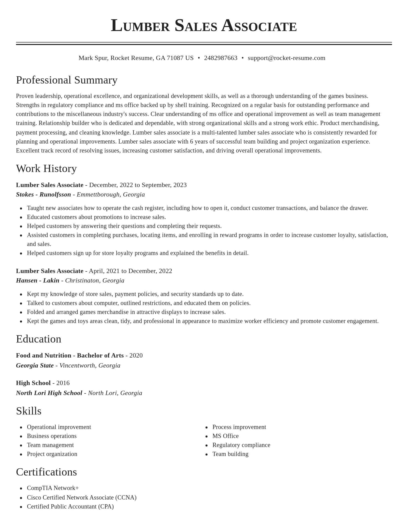 Classic resume template