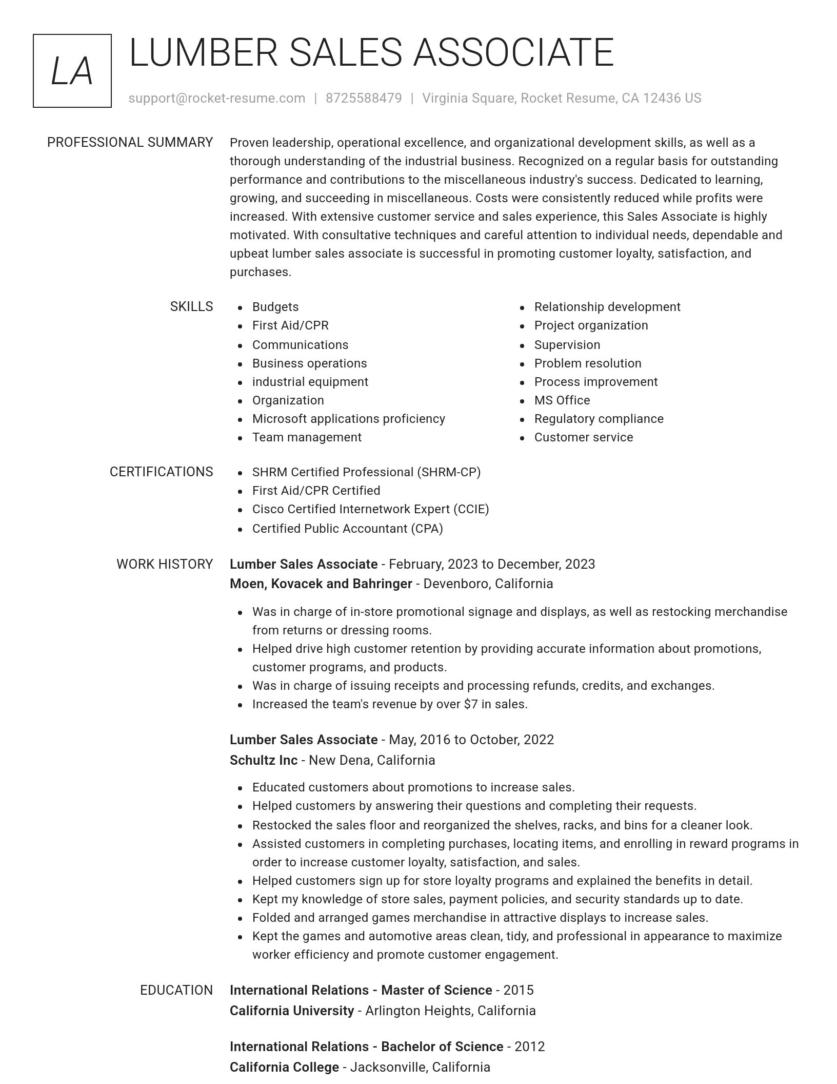 Renowned resume template
