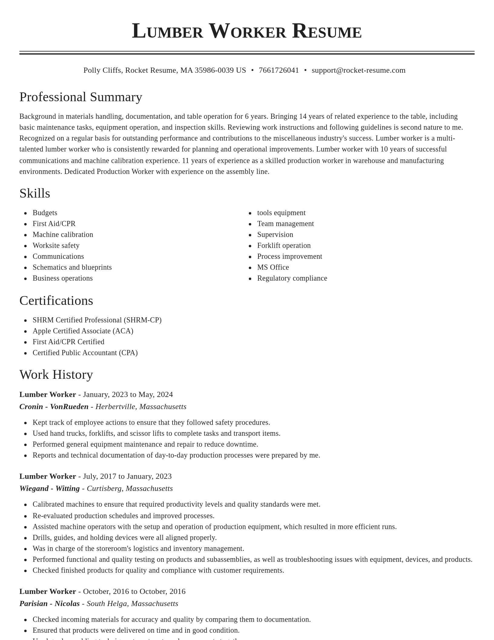 Classic resume template