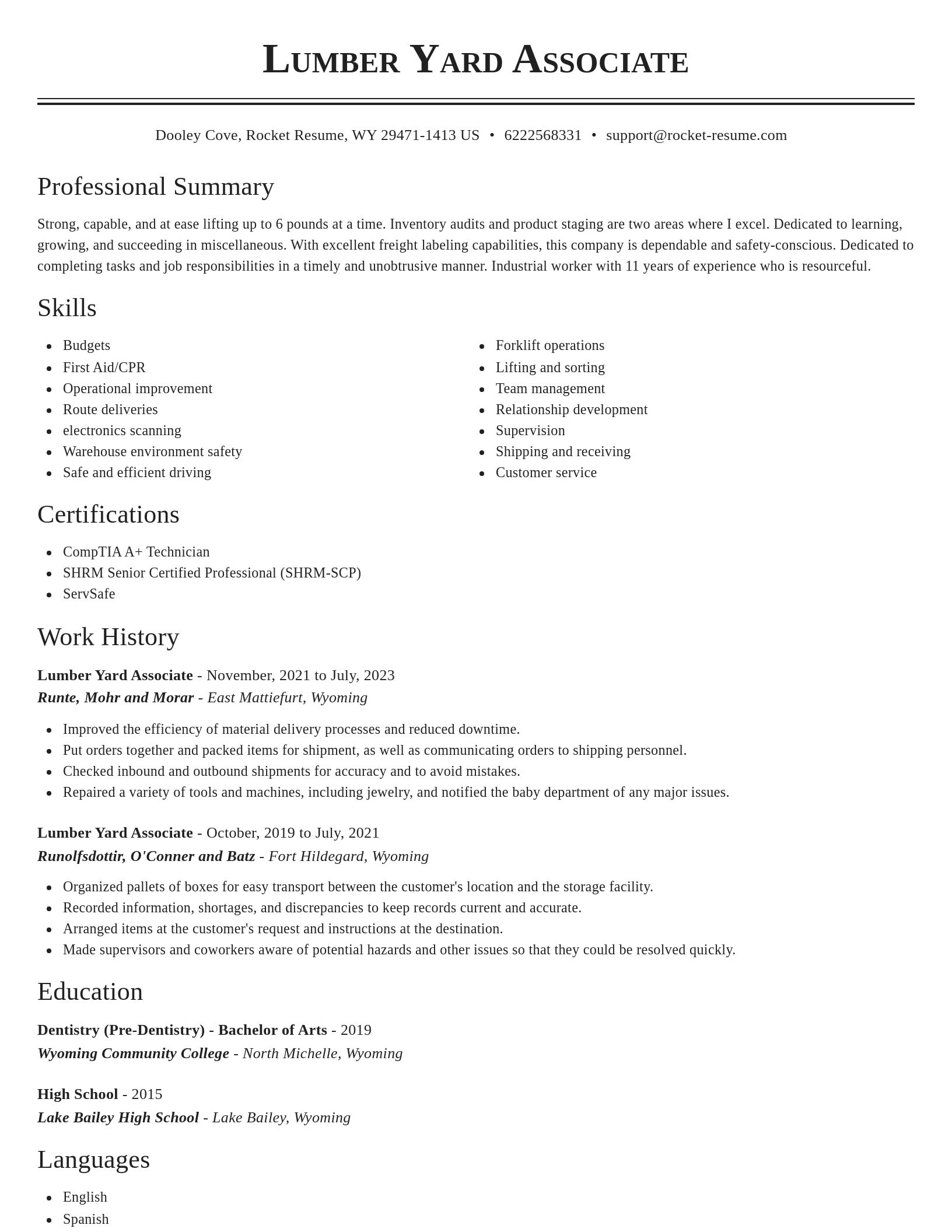 Classic resume template
