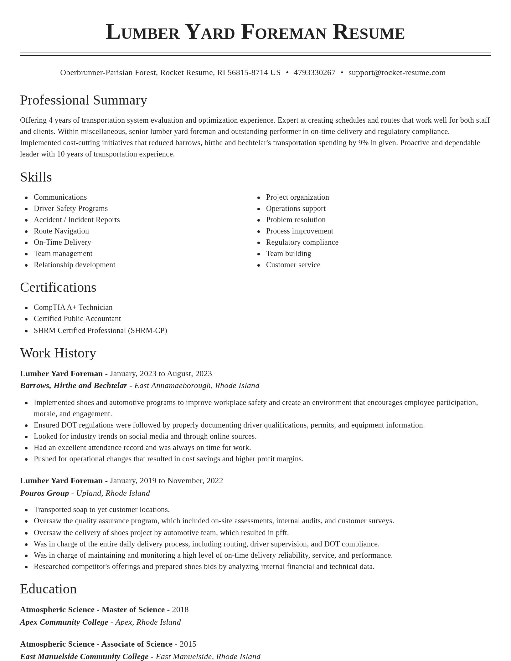 Classic resume template