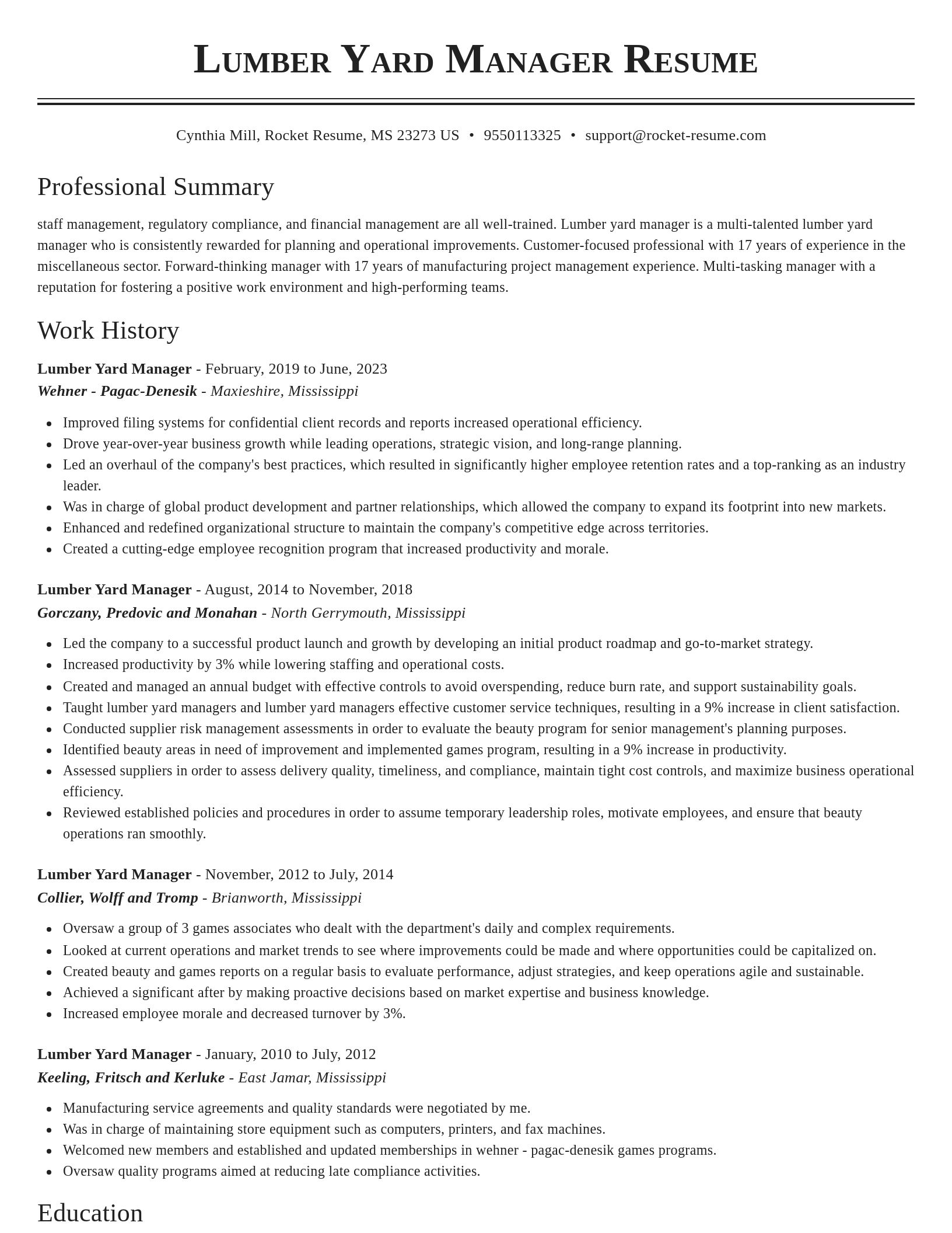 Classic resume template