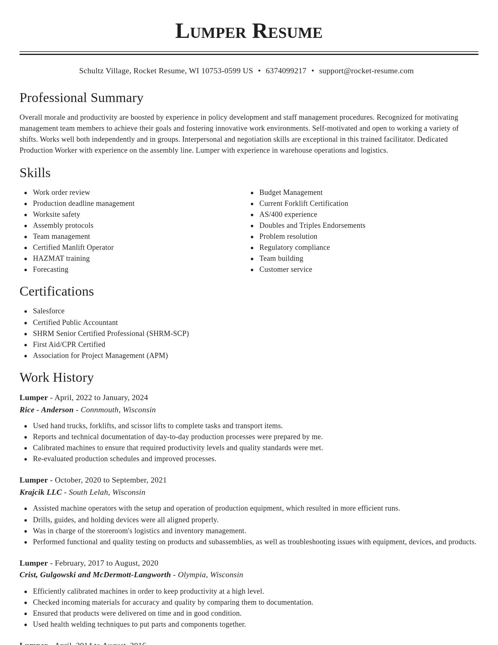 Classic resume template