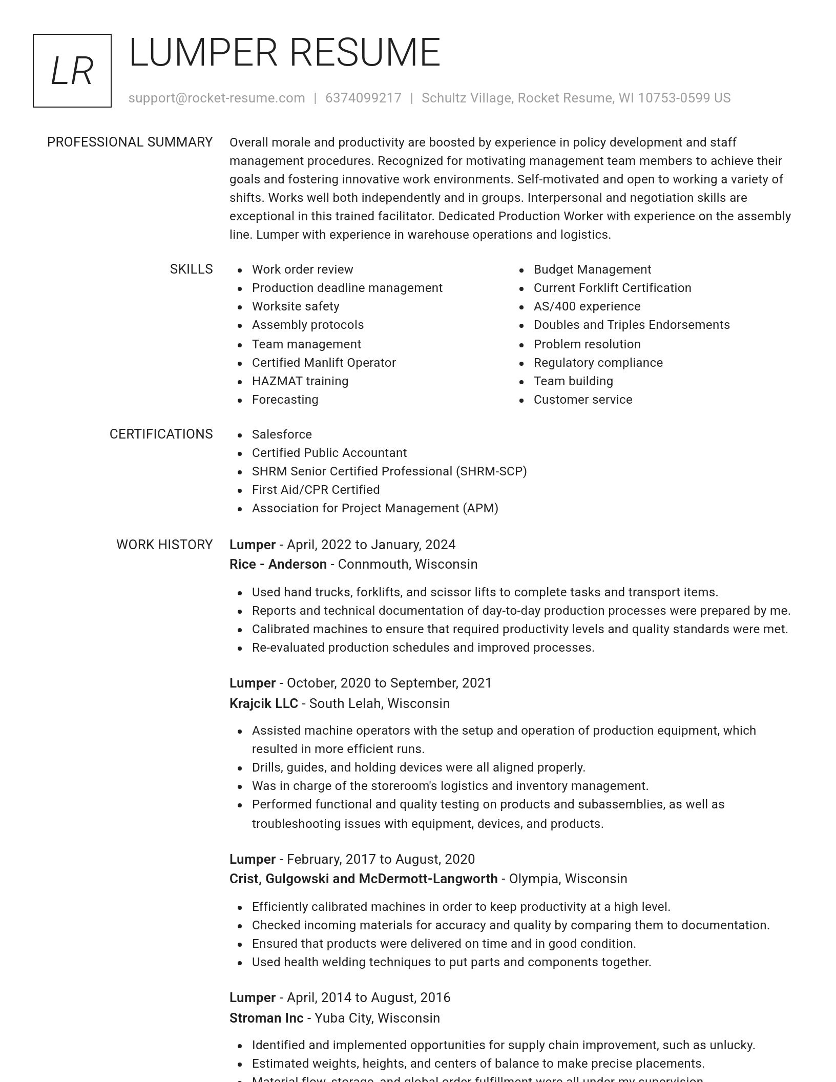 Renowned resume template