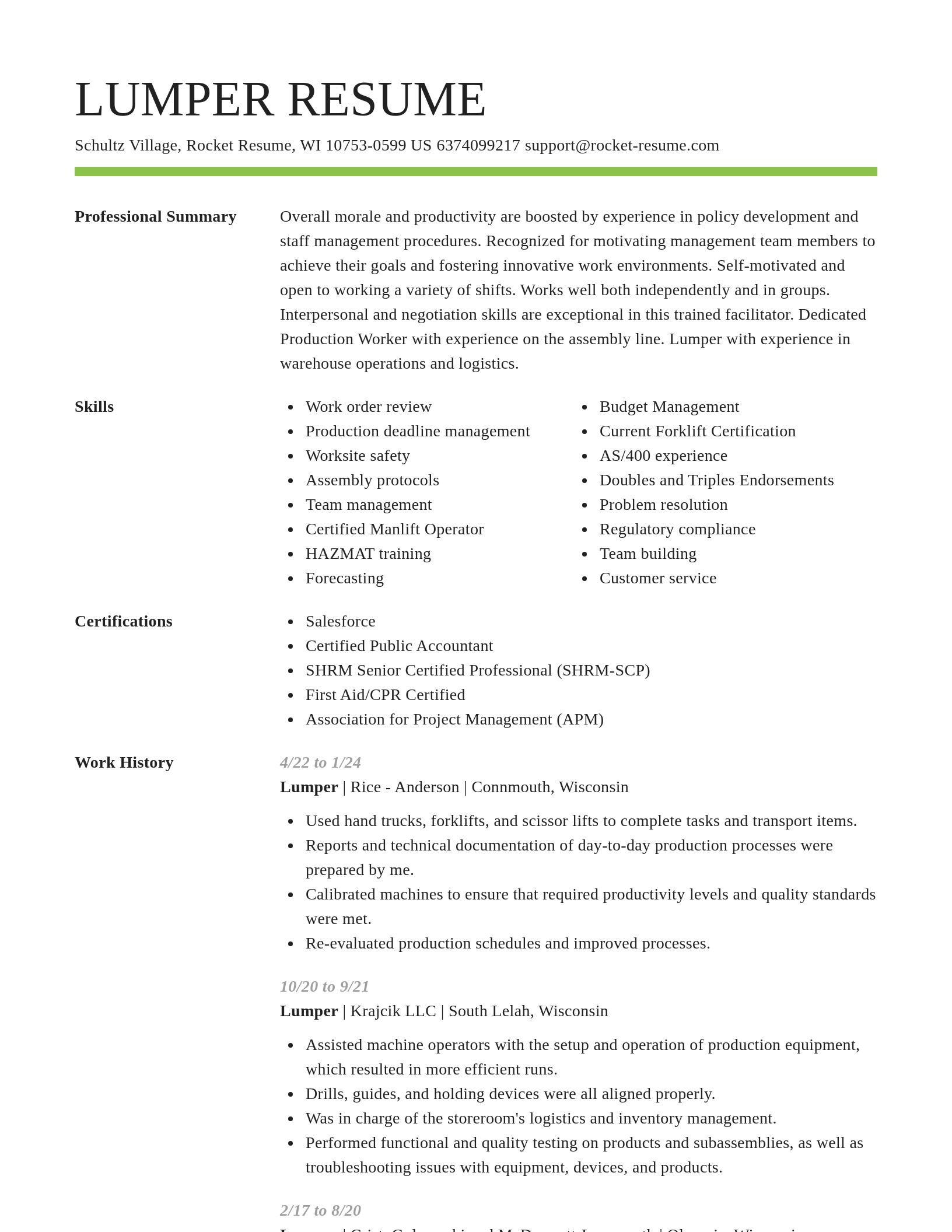 Smart resume template