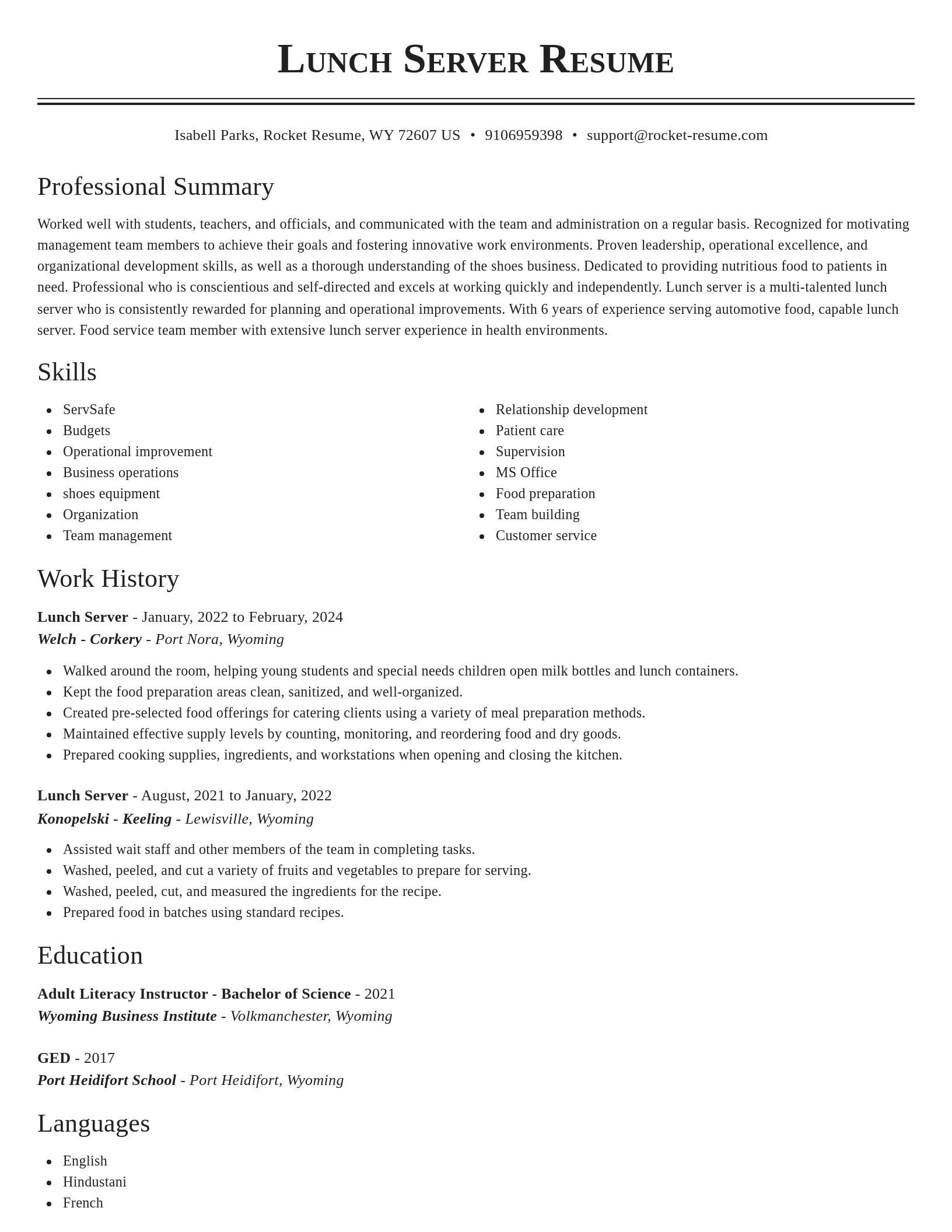 Classic resume template