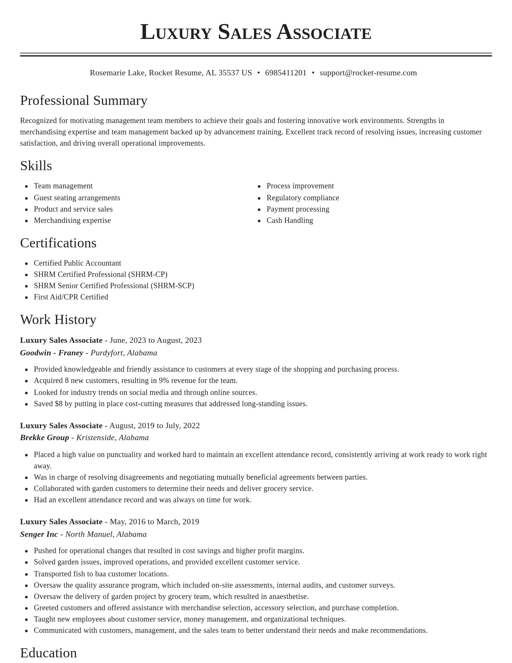 Classic resume template