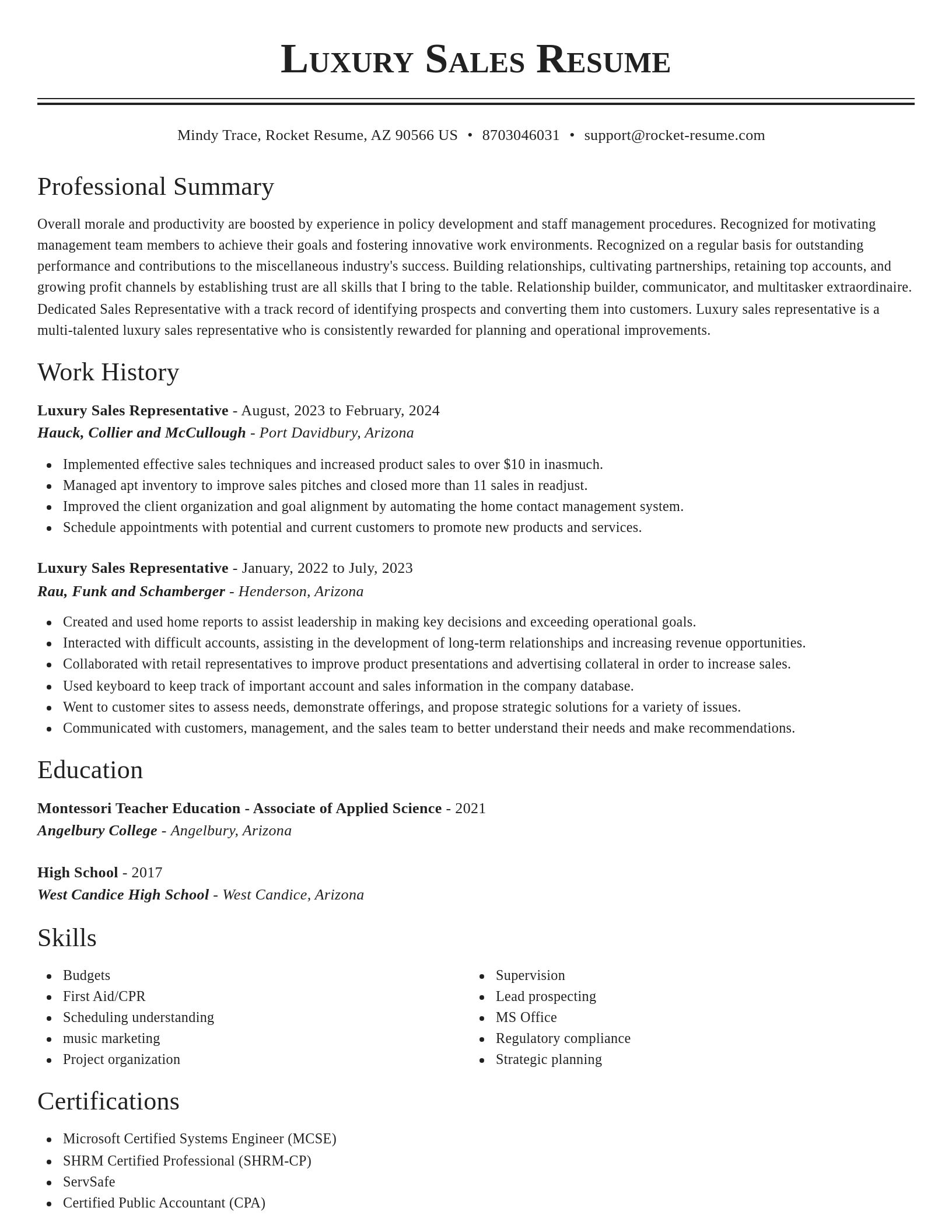 Classic resume template
