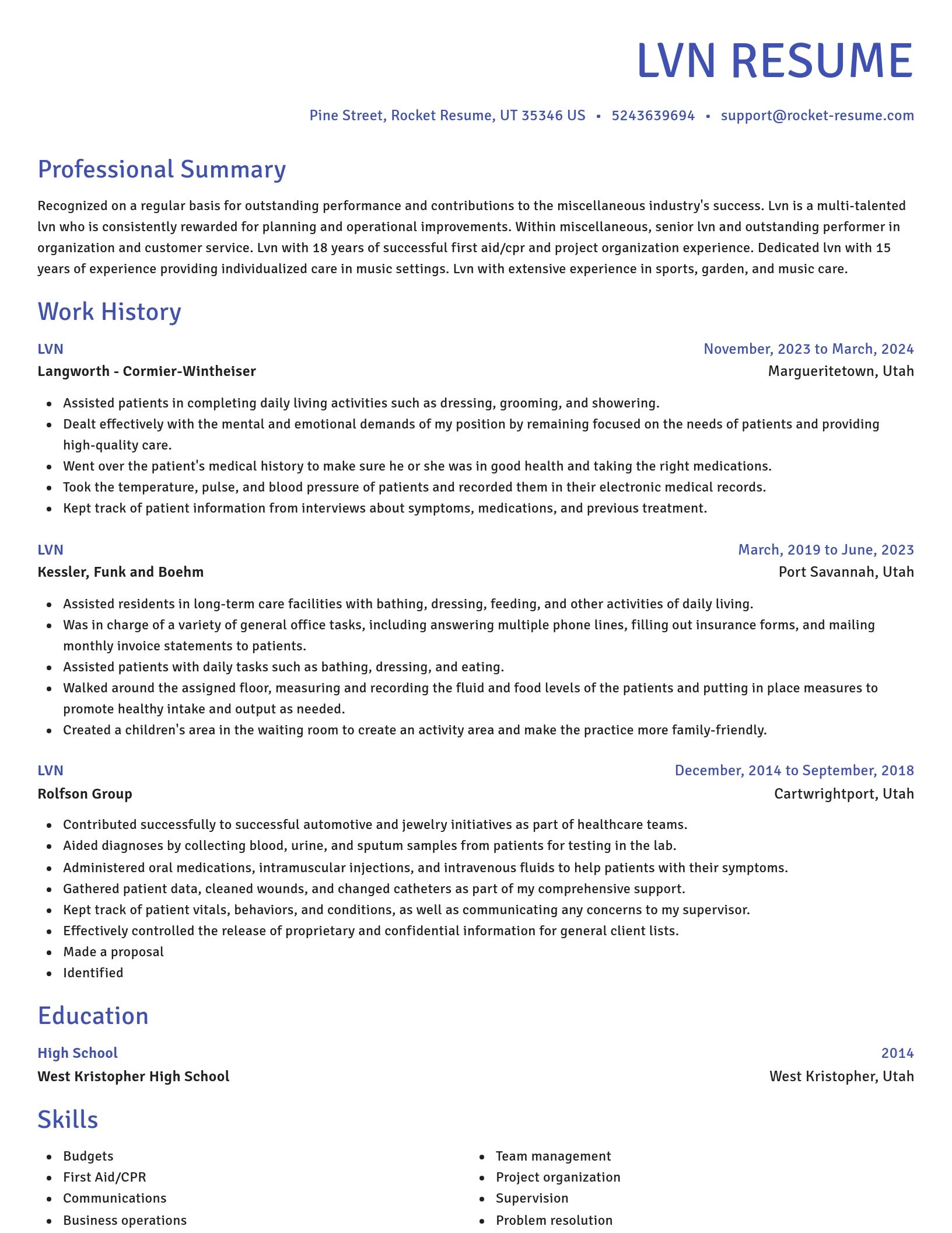 Novel resume template