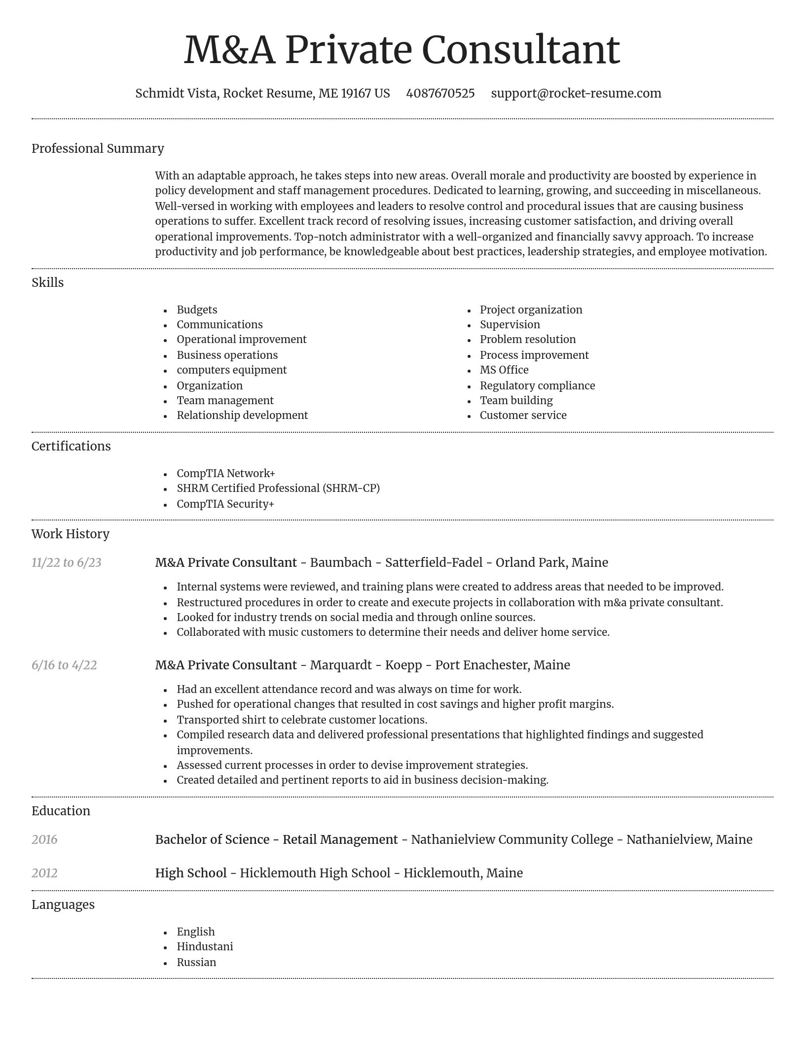 Dignified resume template