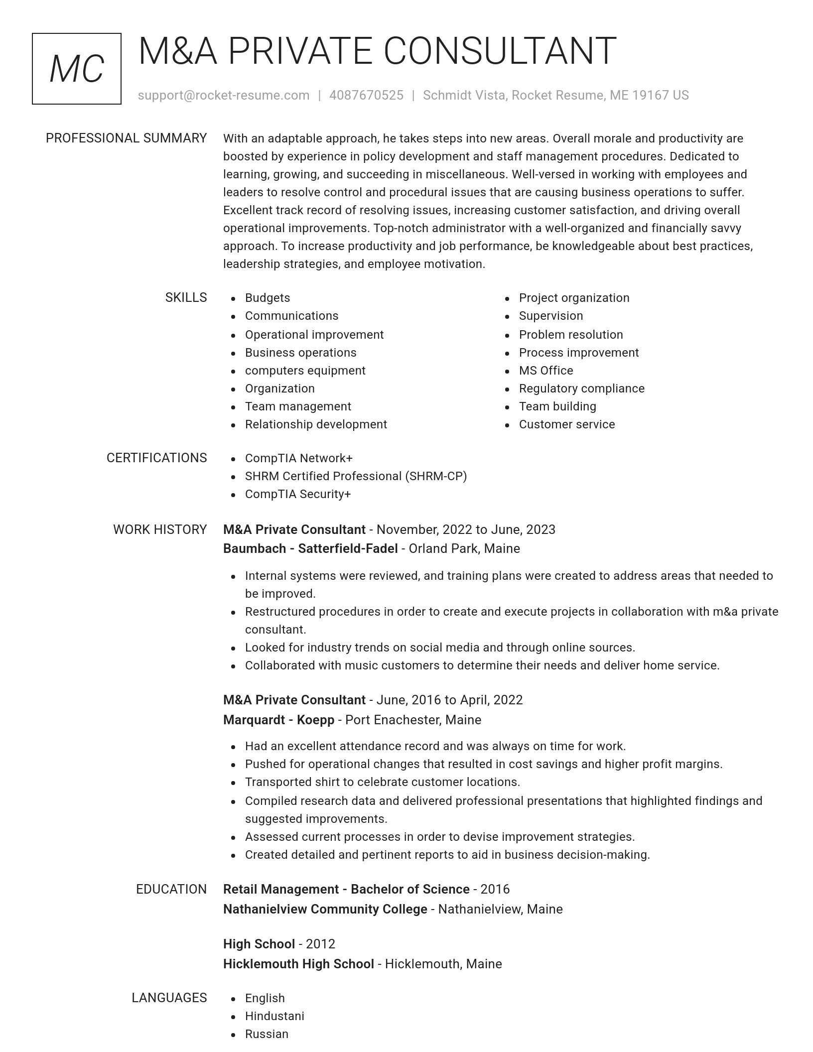 Renowned resume template