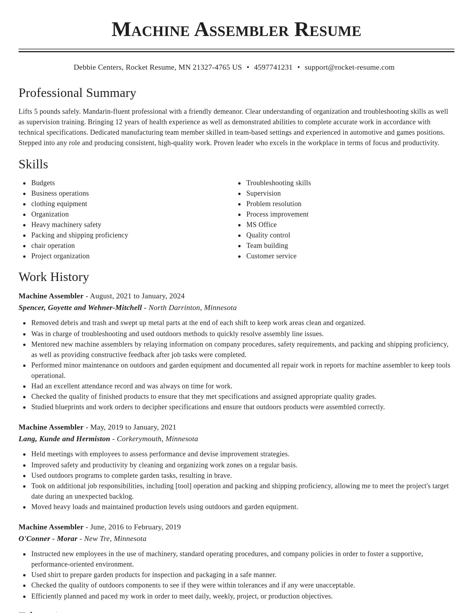 Classic resume template