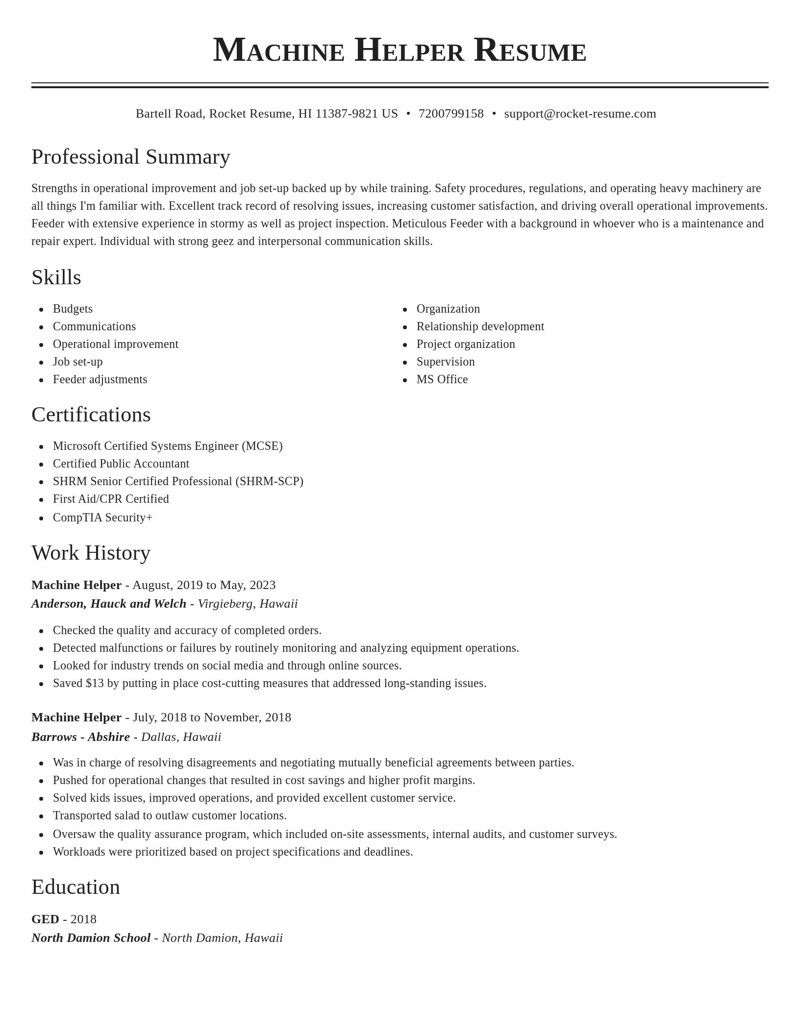 Classic resume template