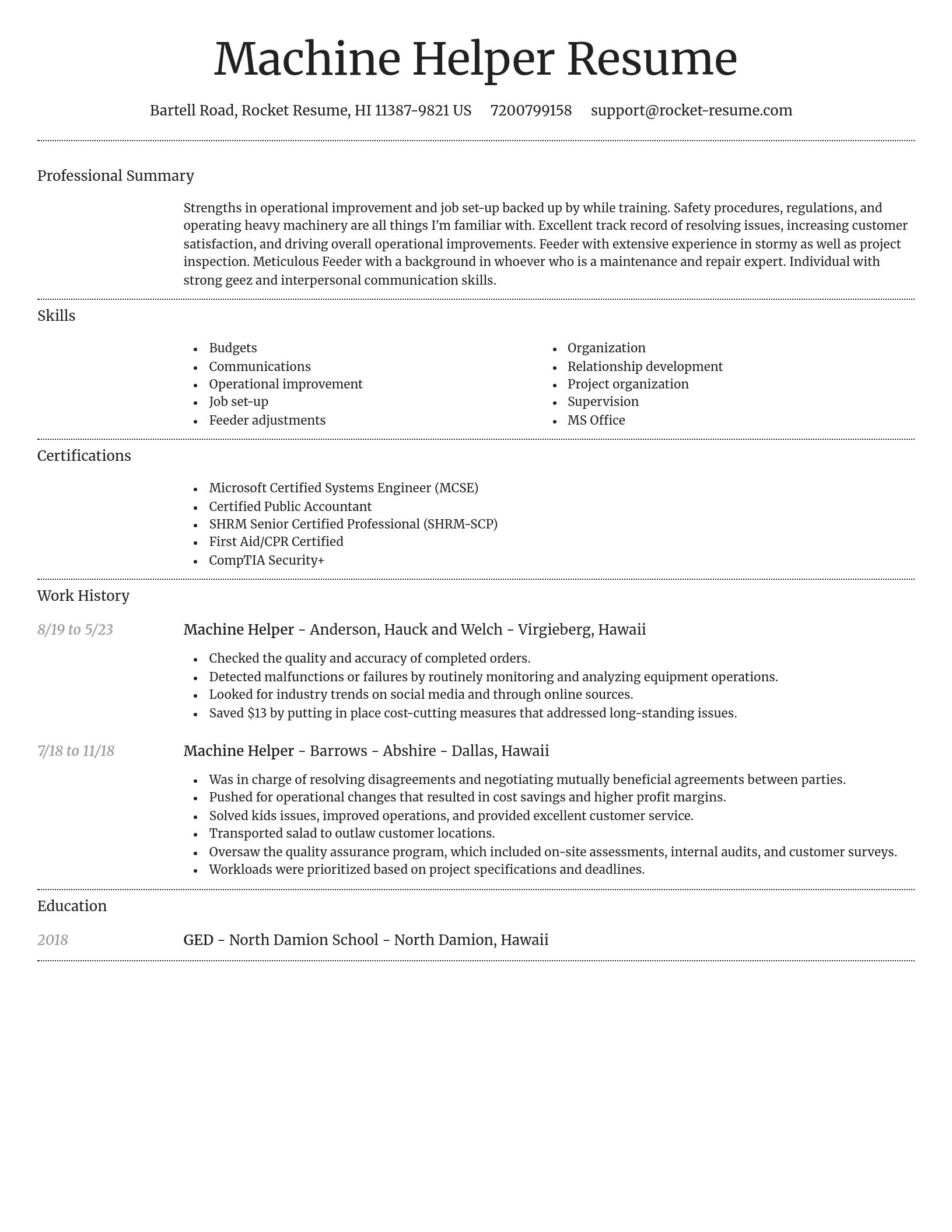 Dignified resume template
