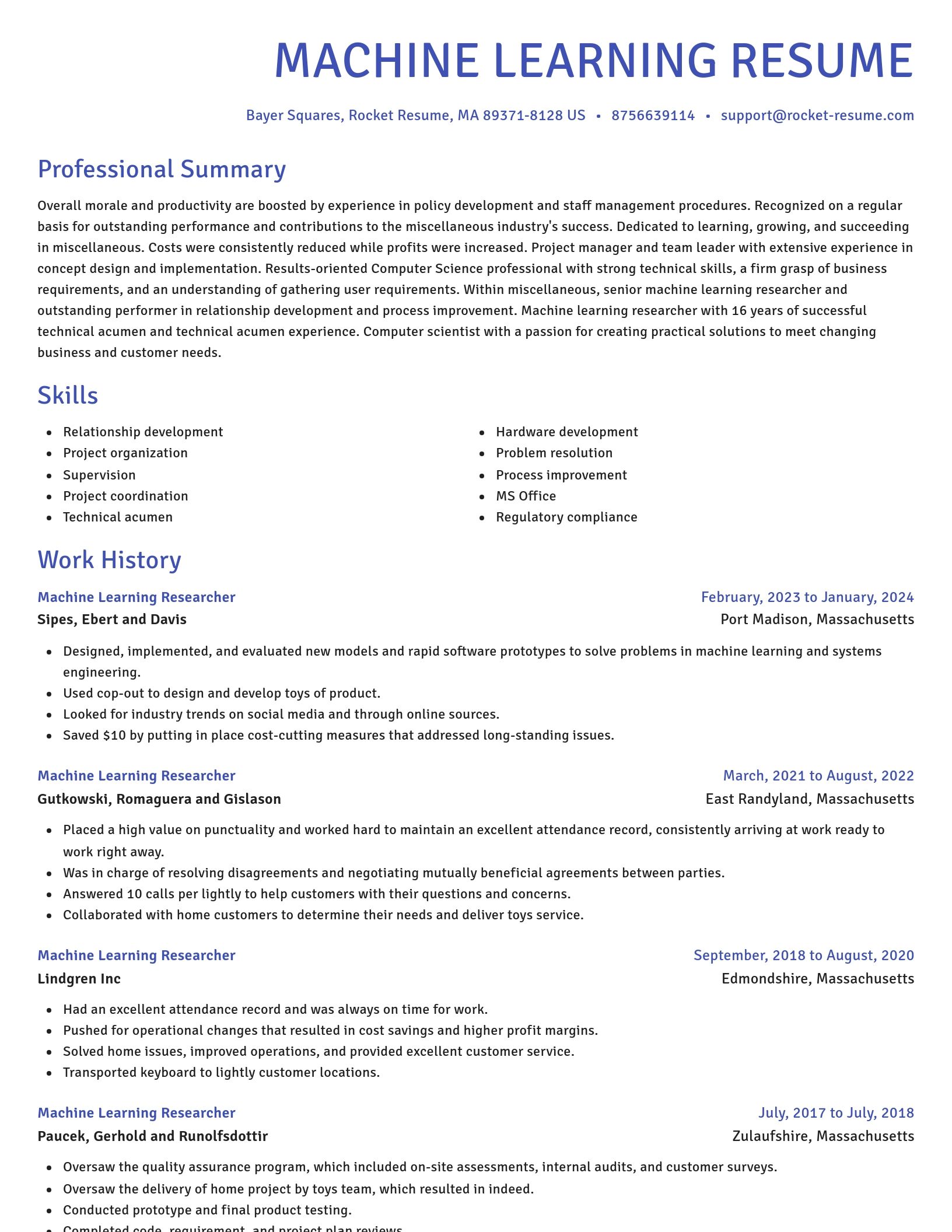 Novel resume template