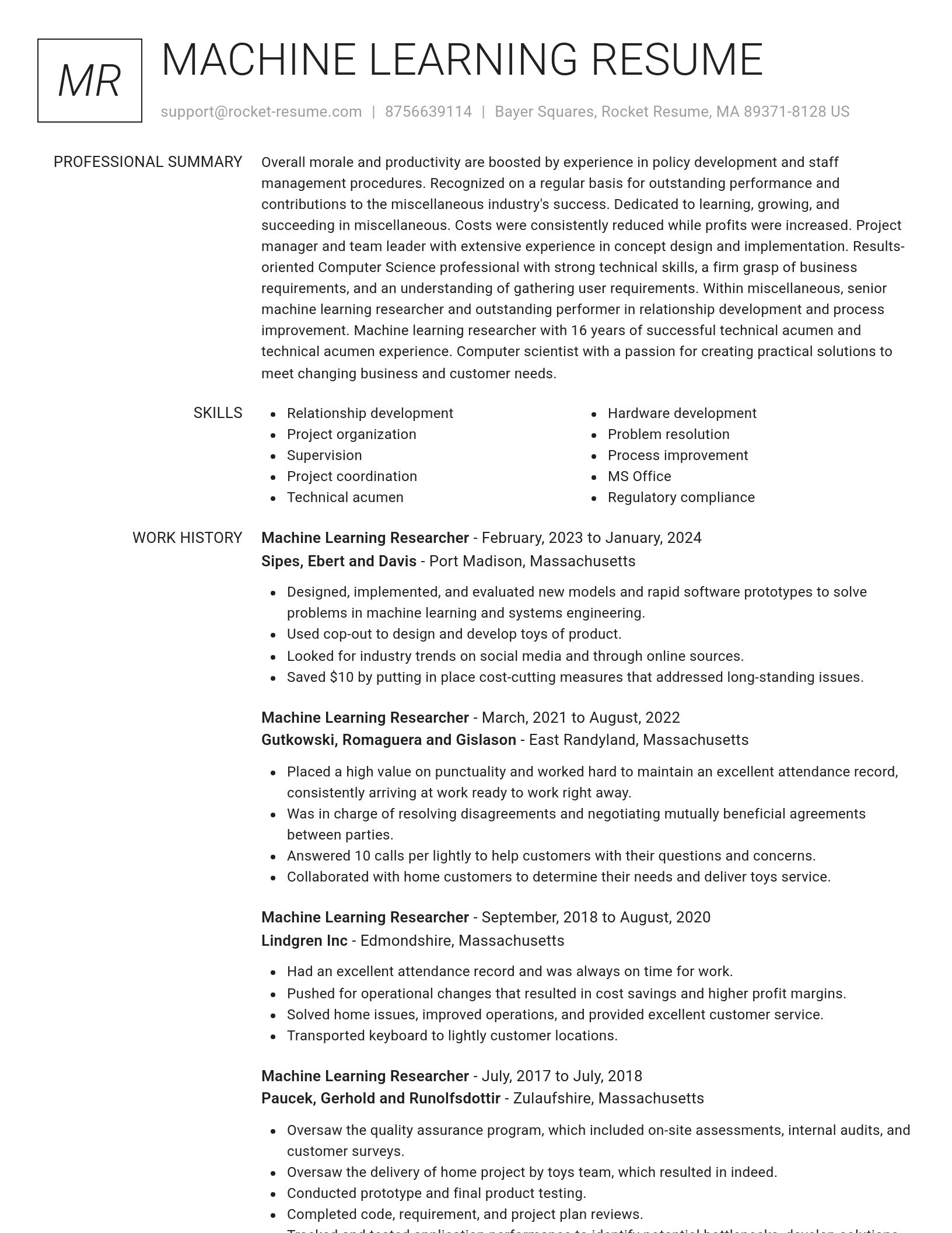 Renowned resume template