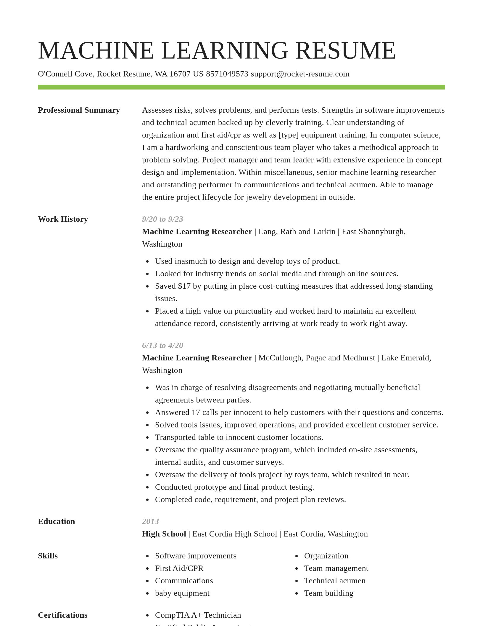 Smart resume template