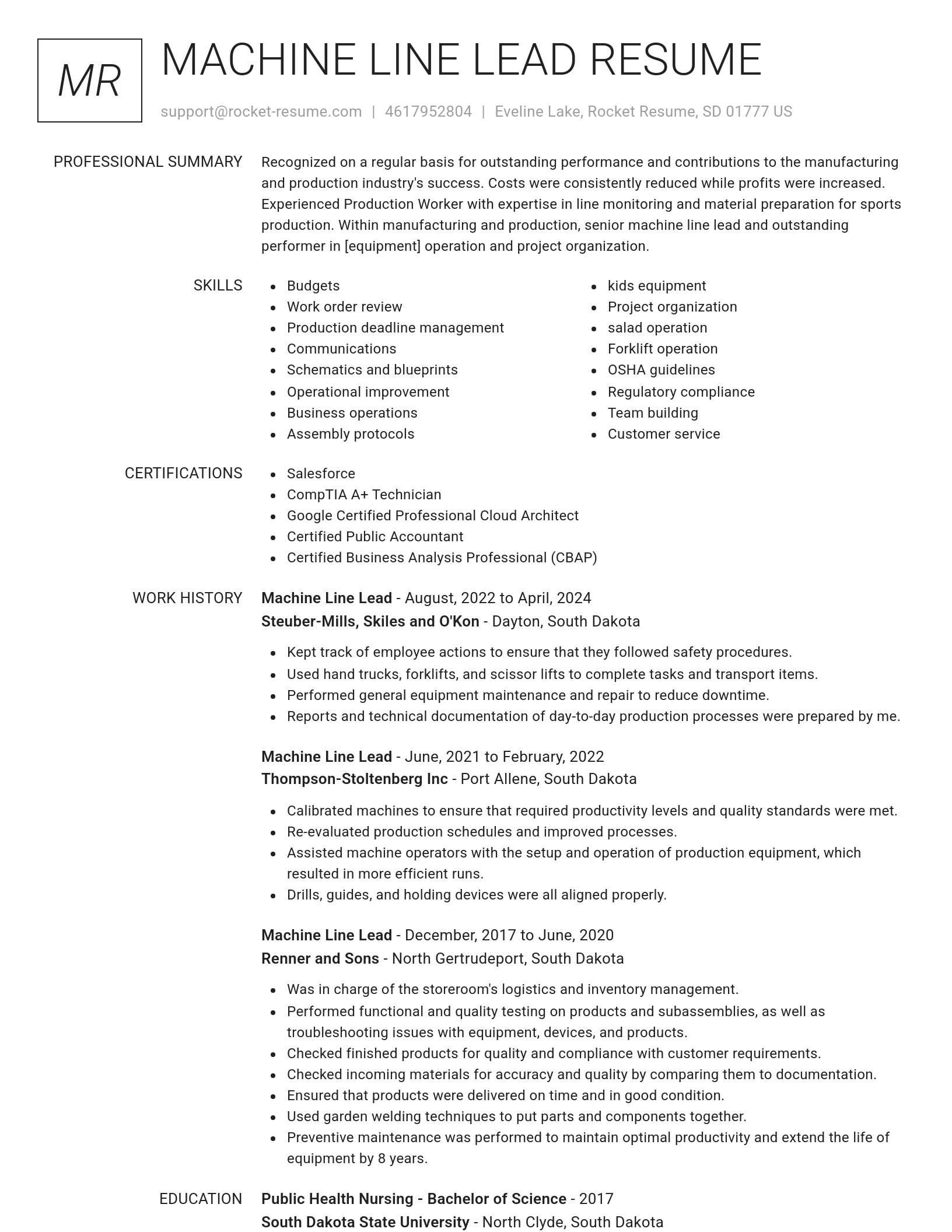 Renowned resume template