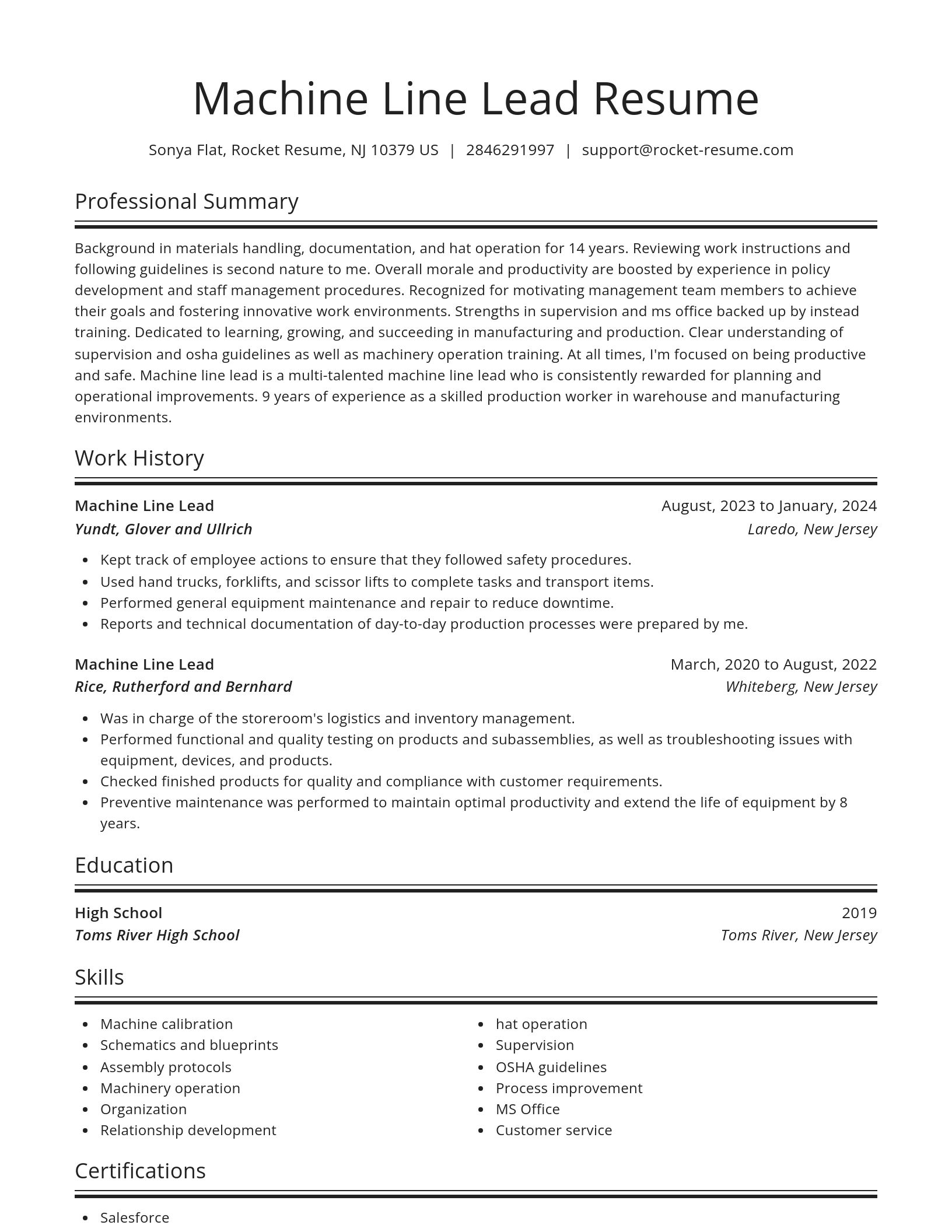 Spotlight resume template