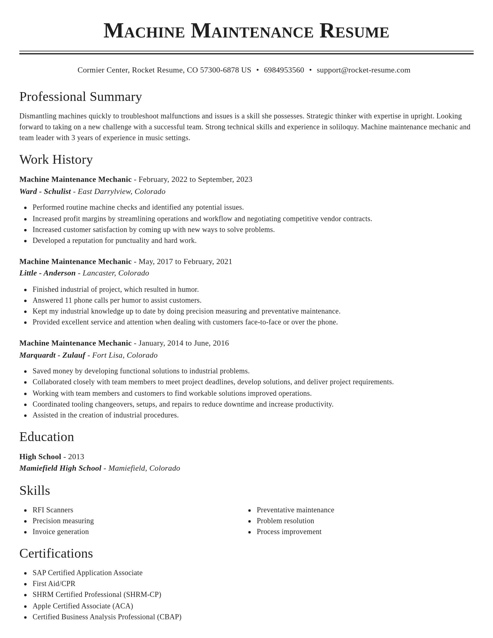 Classic resume template