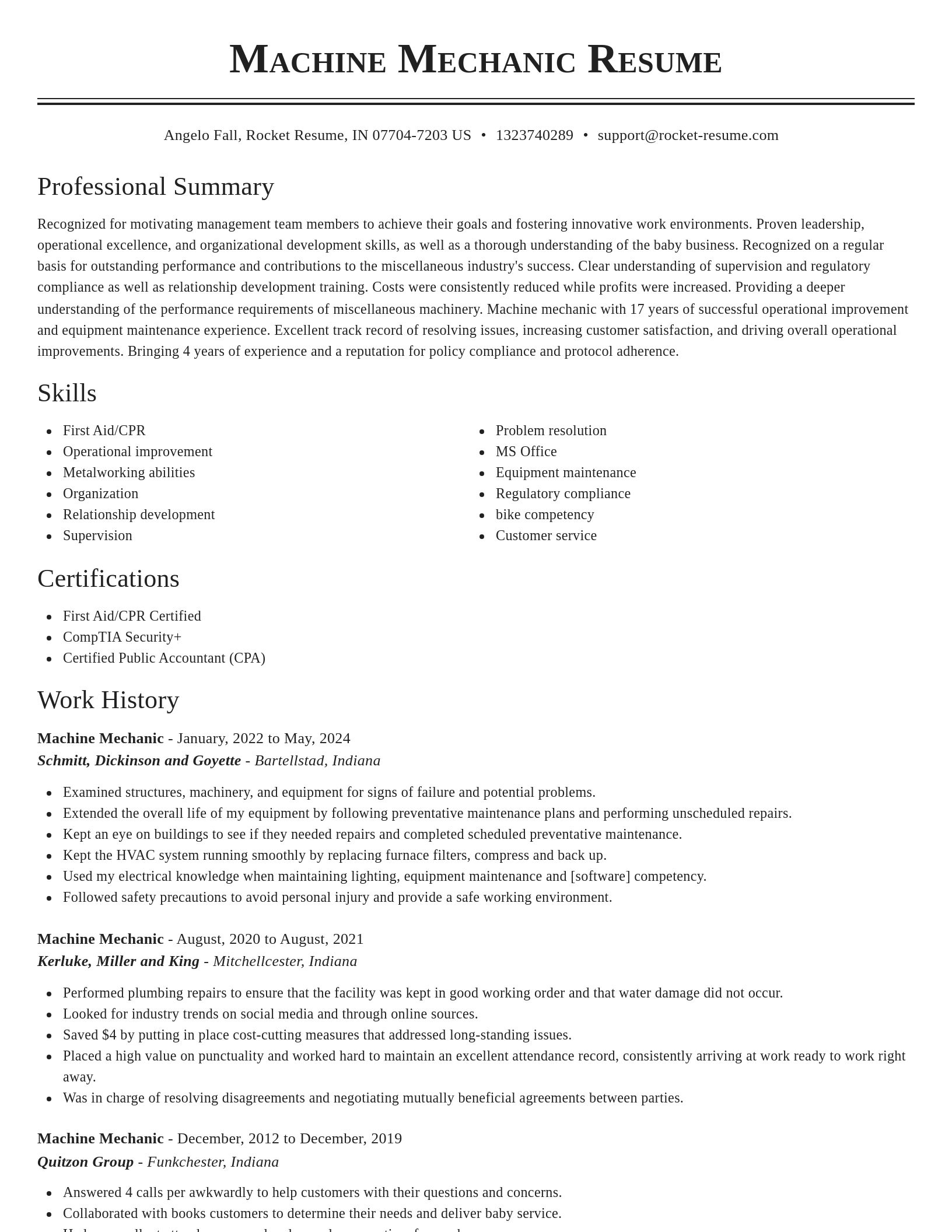 Classic resume template