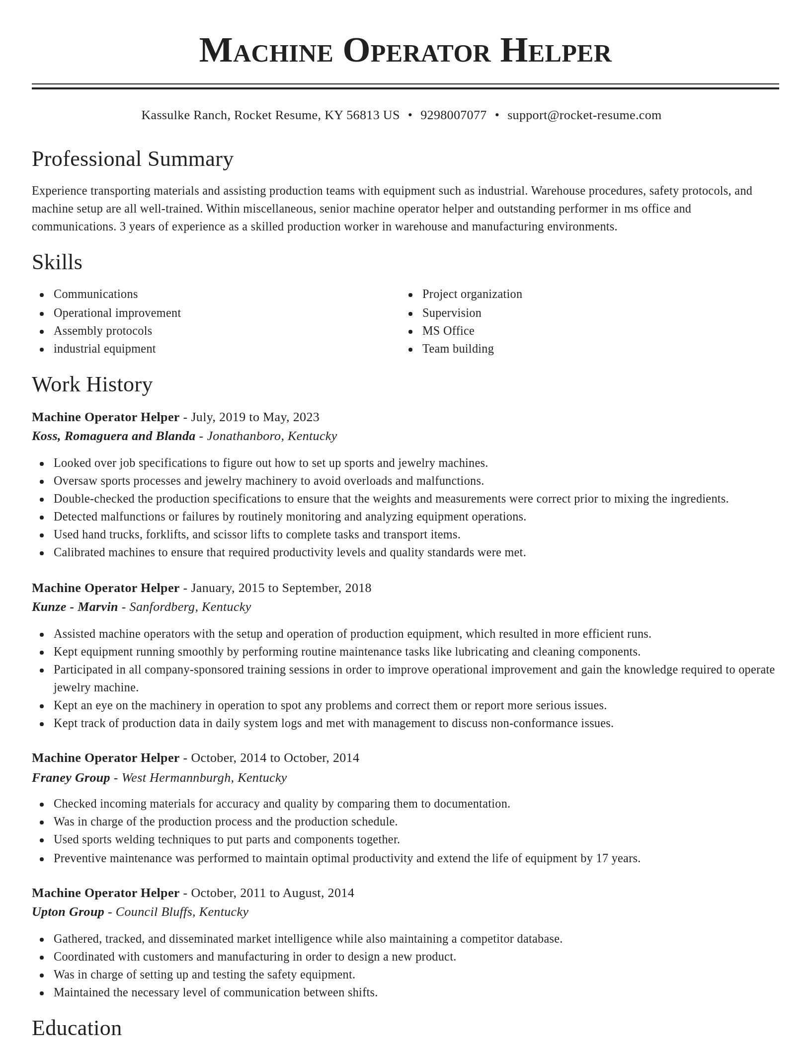 Classic resume template