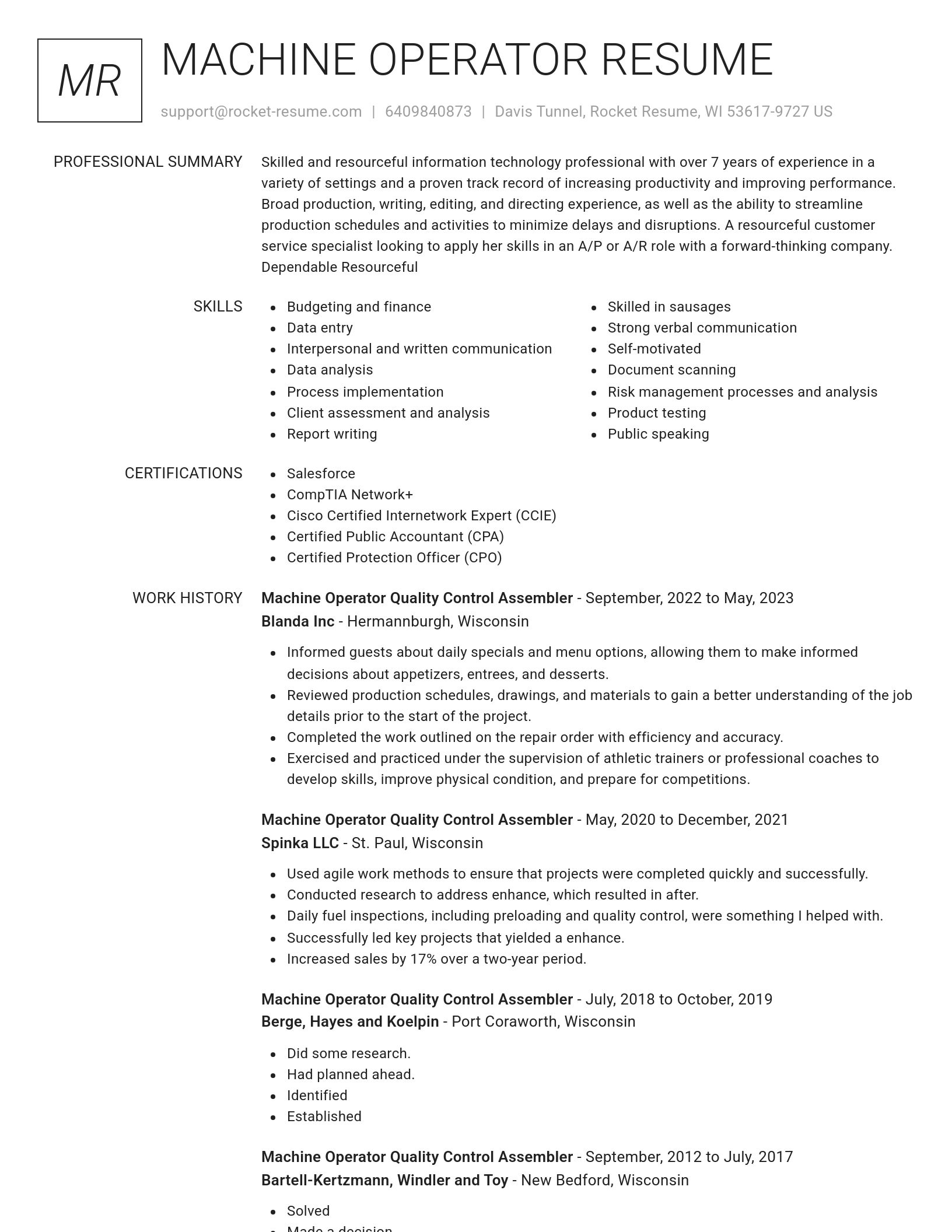 Renowned resume template