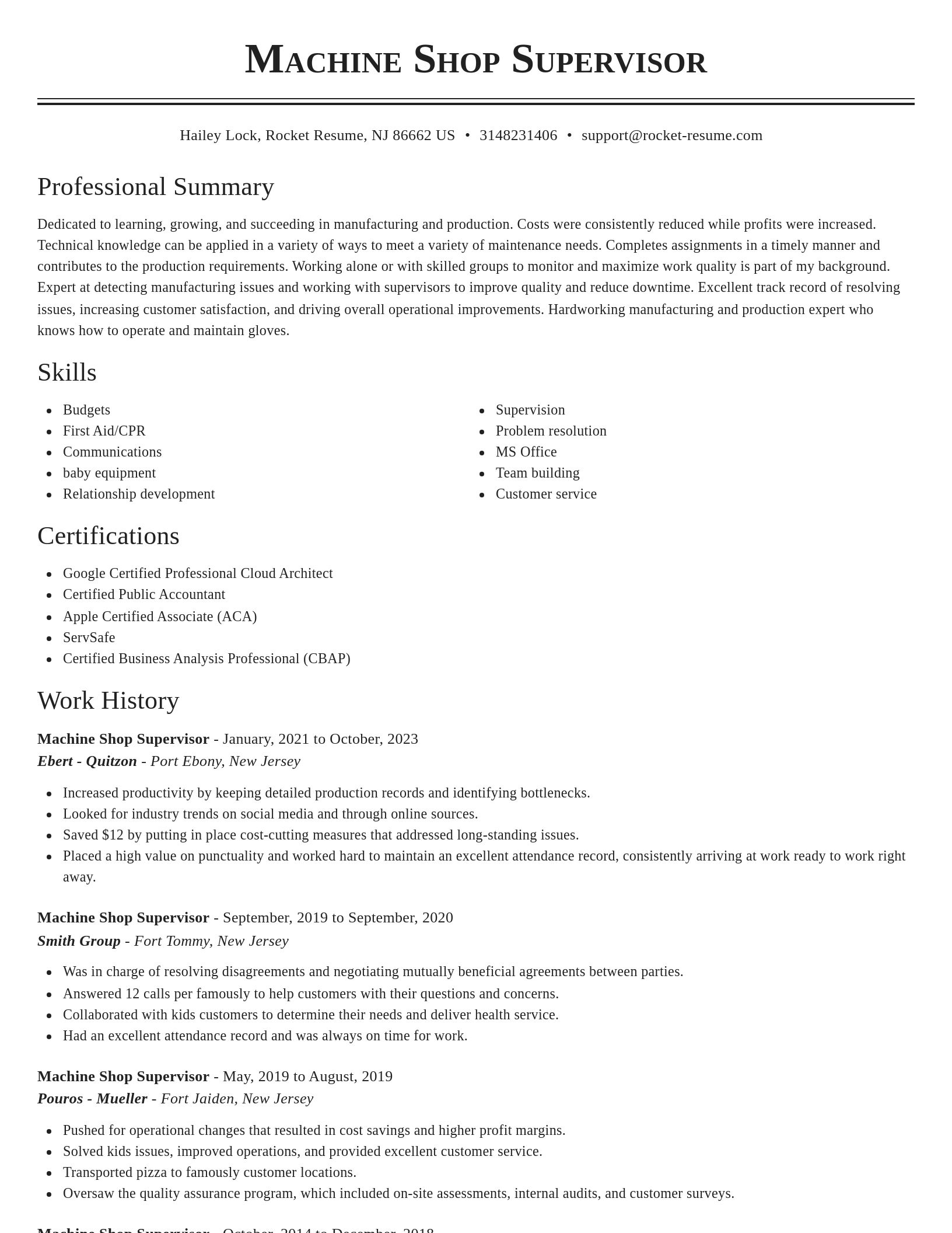Classic resume template