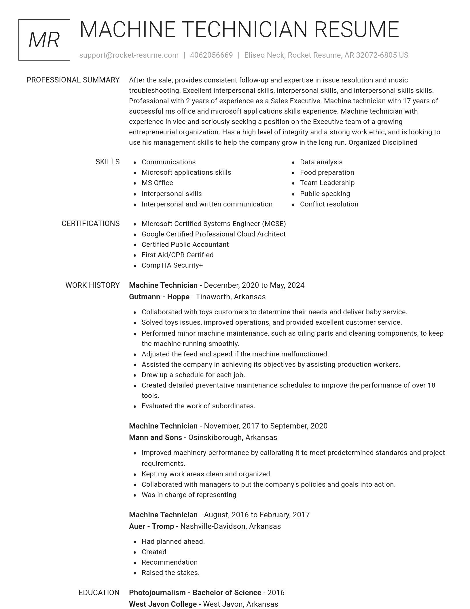 Renowned resume template