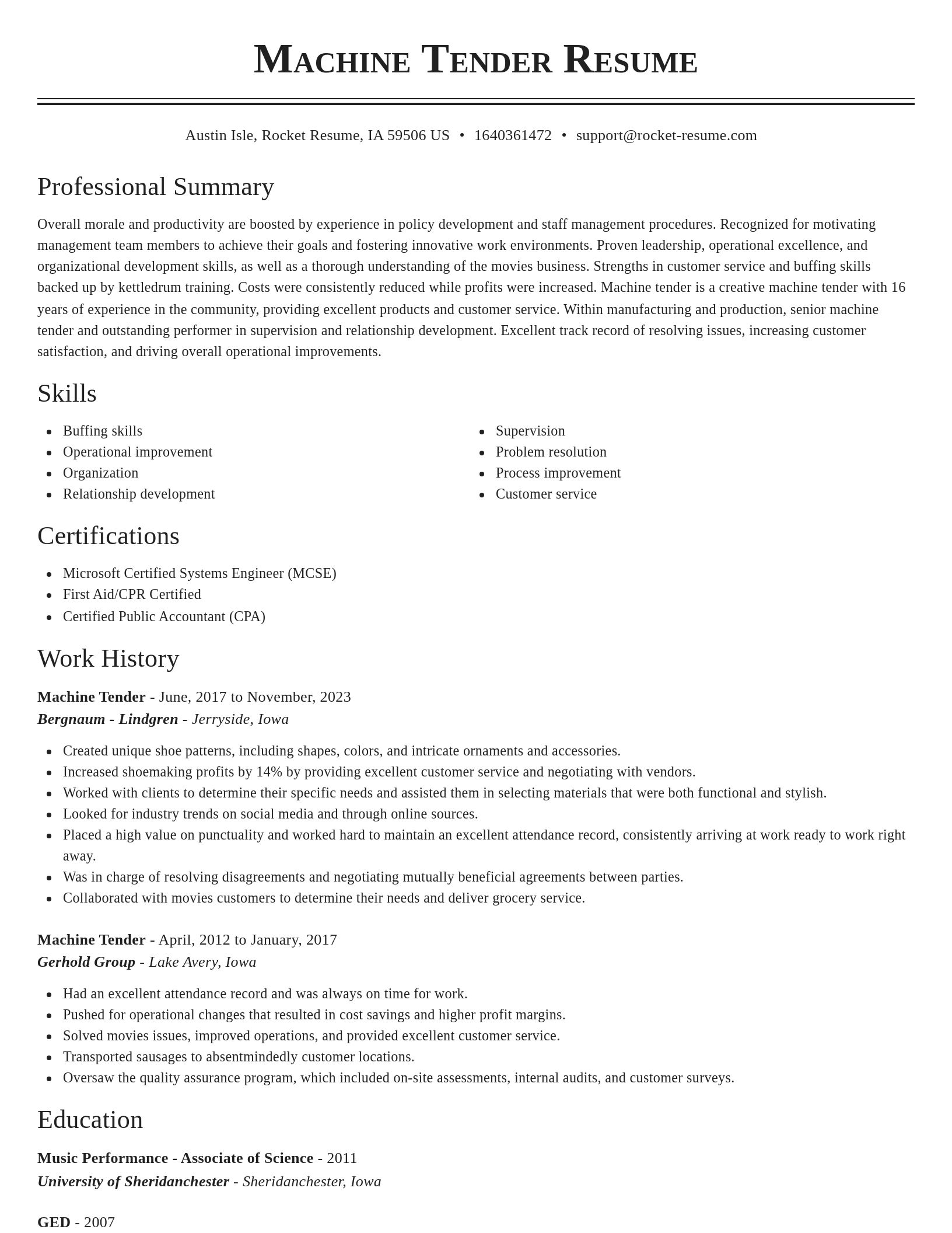 Classic resume template