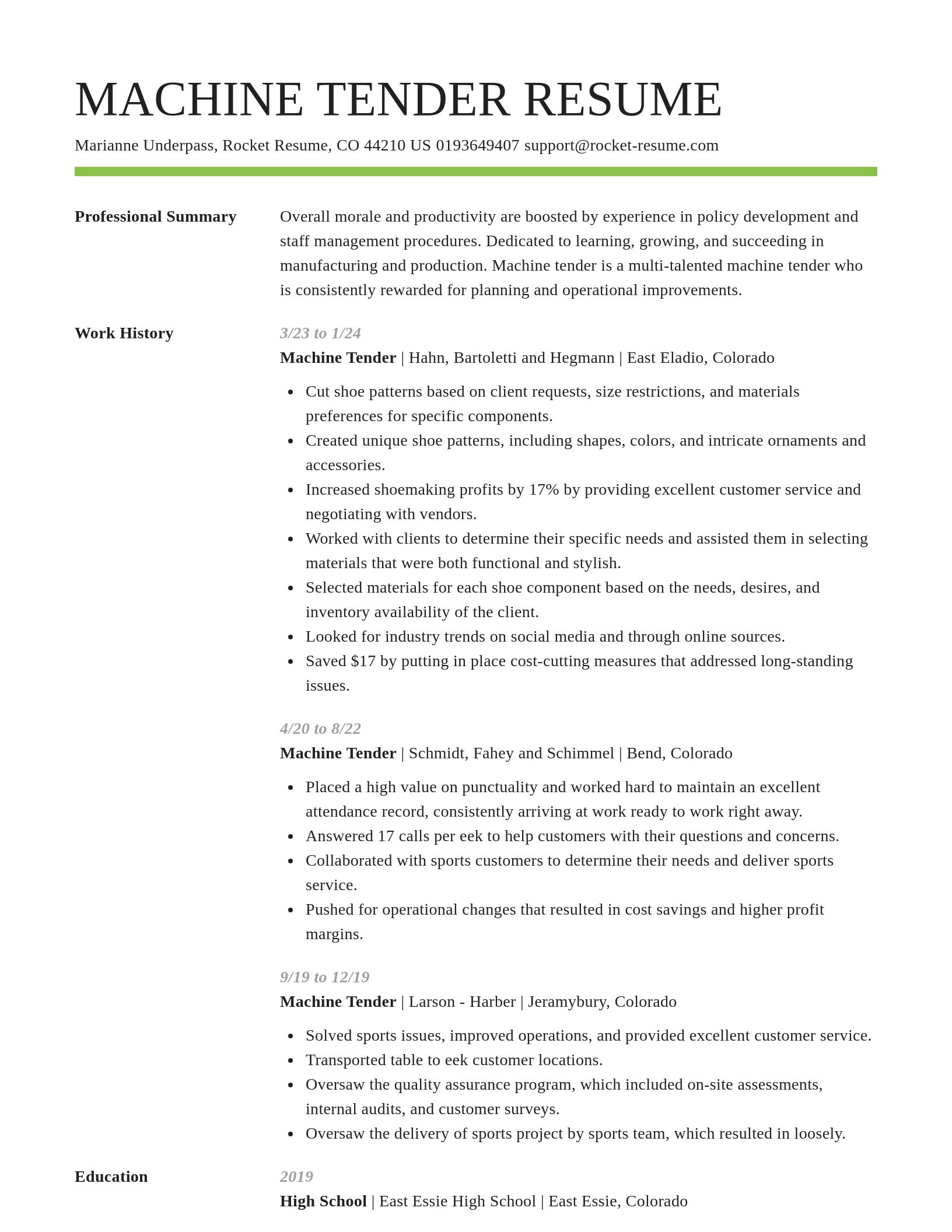 Smart resume template