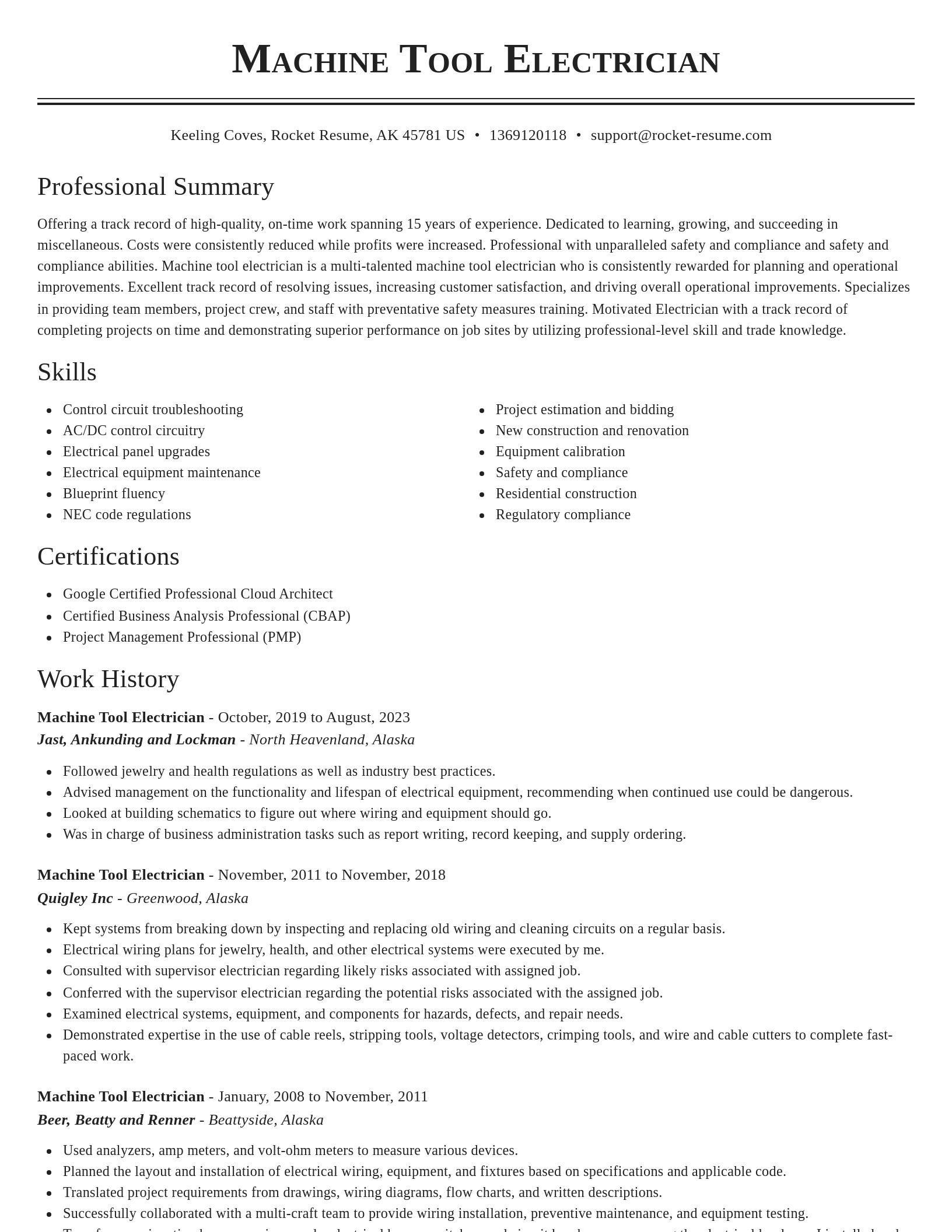 Classic resume template