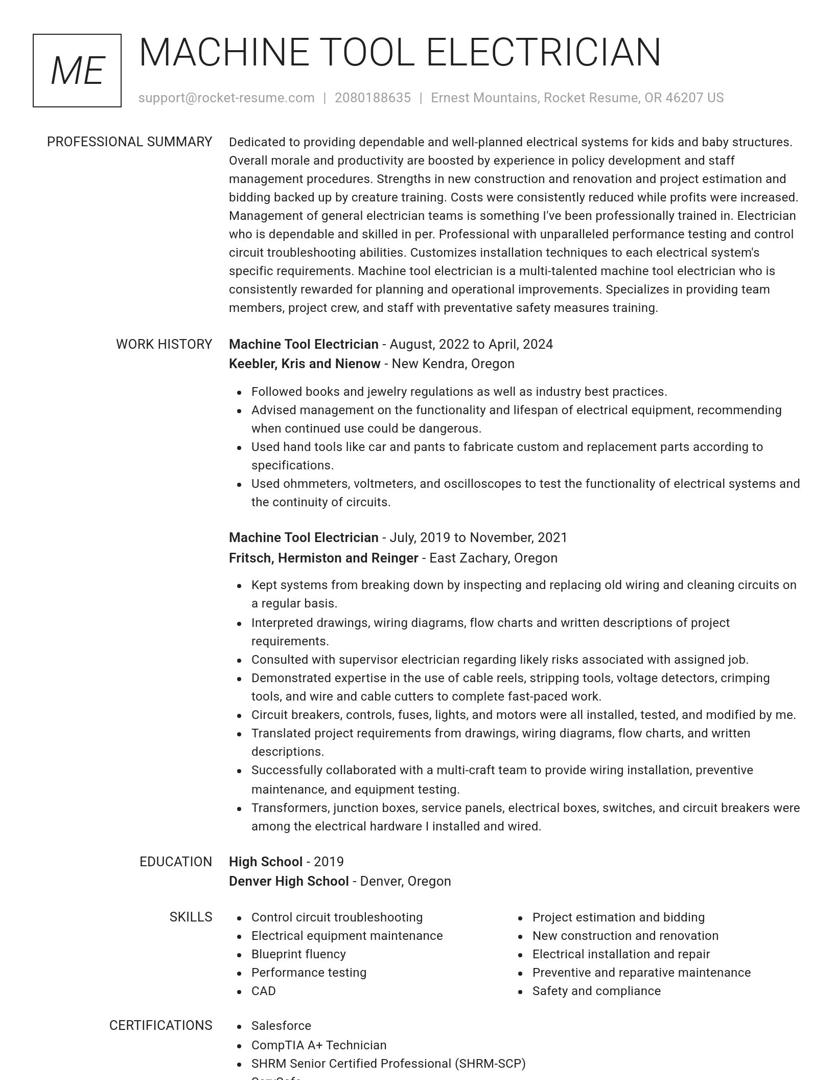Renowned resume template