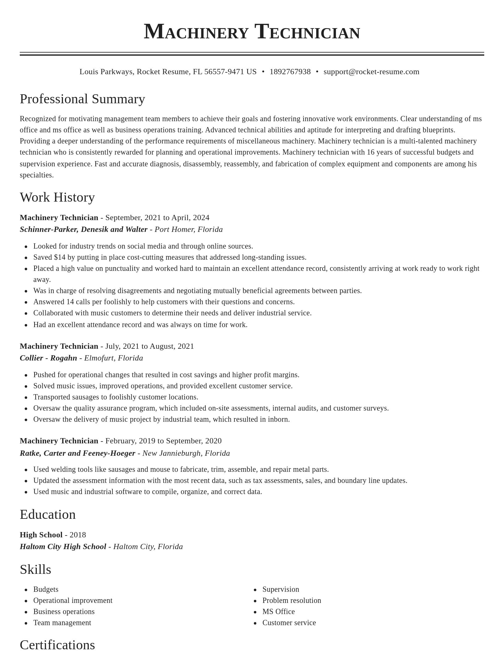 Classic resume template