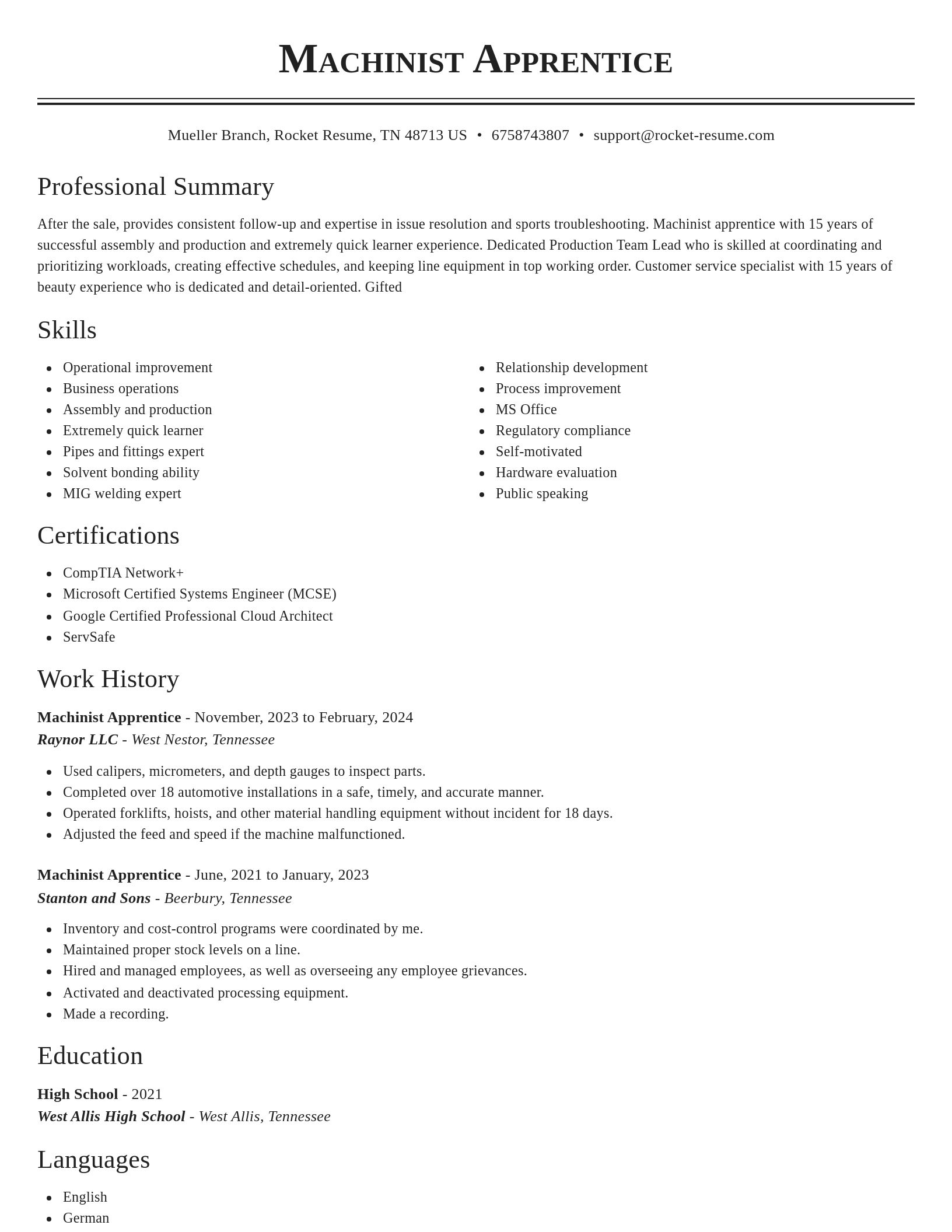 Classic resume template